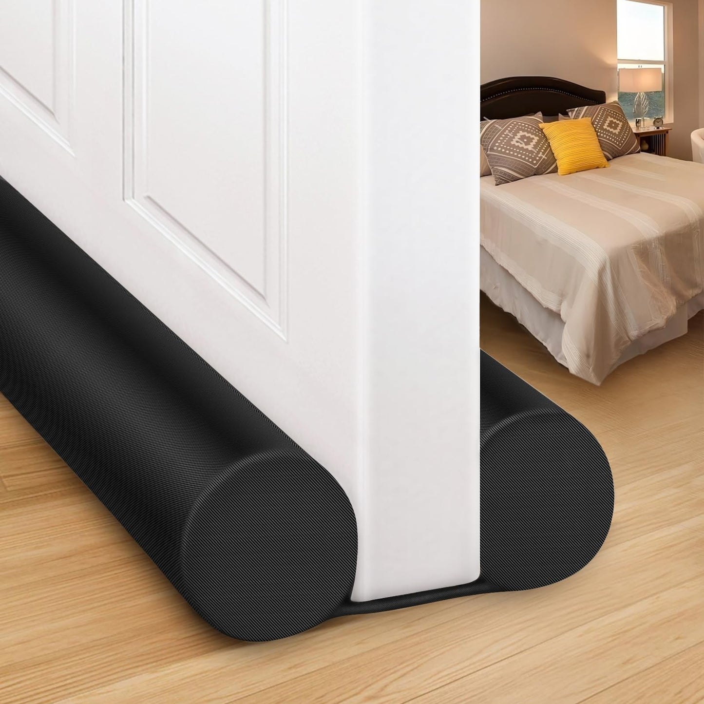 32" Door Draft Blocker   Weather Stripping, Cold Air & Noise Stopper, Black Seal1