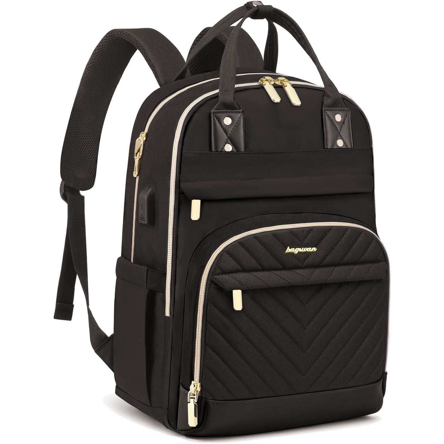 Stylish 15.6" Laptop Backpack for Women   Waterproof Travel Work Bag with USB Ch1