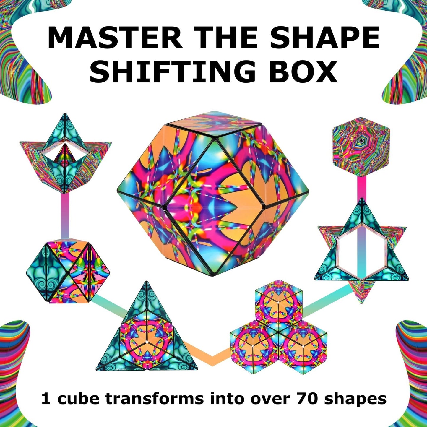 Magnetic Puzzle Cube   Sensory Fidget Toy for Stress Relief, Shape Shifting Fun,3