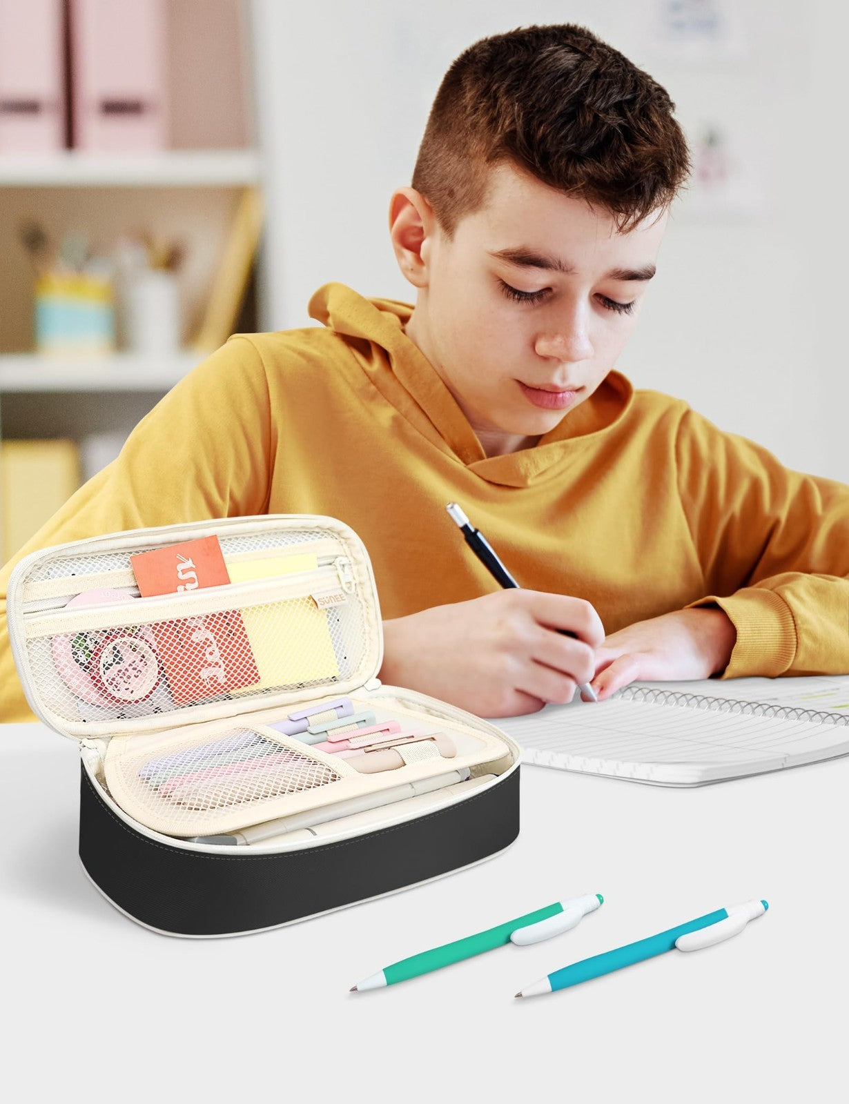 Aesthetic Pencil Case   Large Zippered Pen Pouch, Kawaii Stationery Organizer, S2