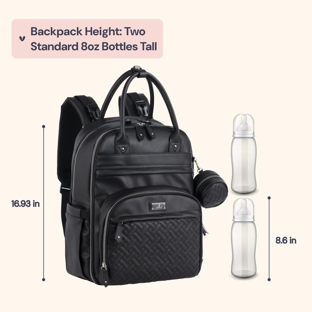 Stylish Leather Diaper Bag Backpack   Multi Function Baby Travel Bag with Changi2