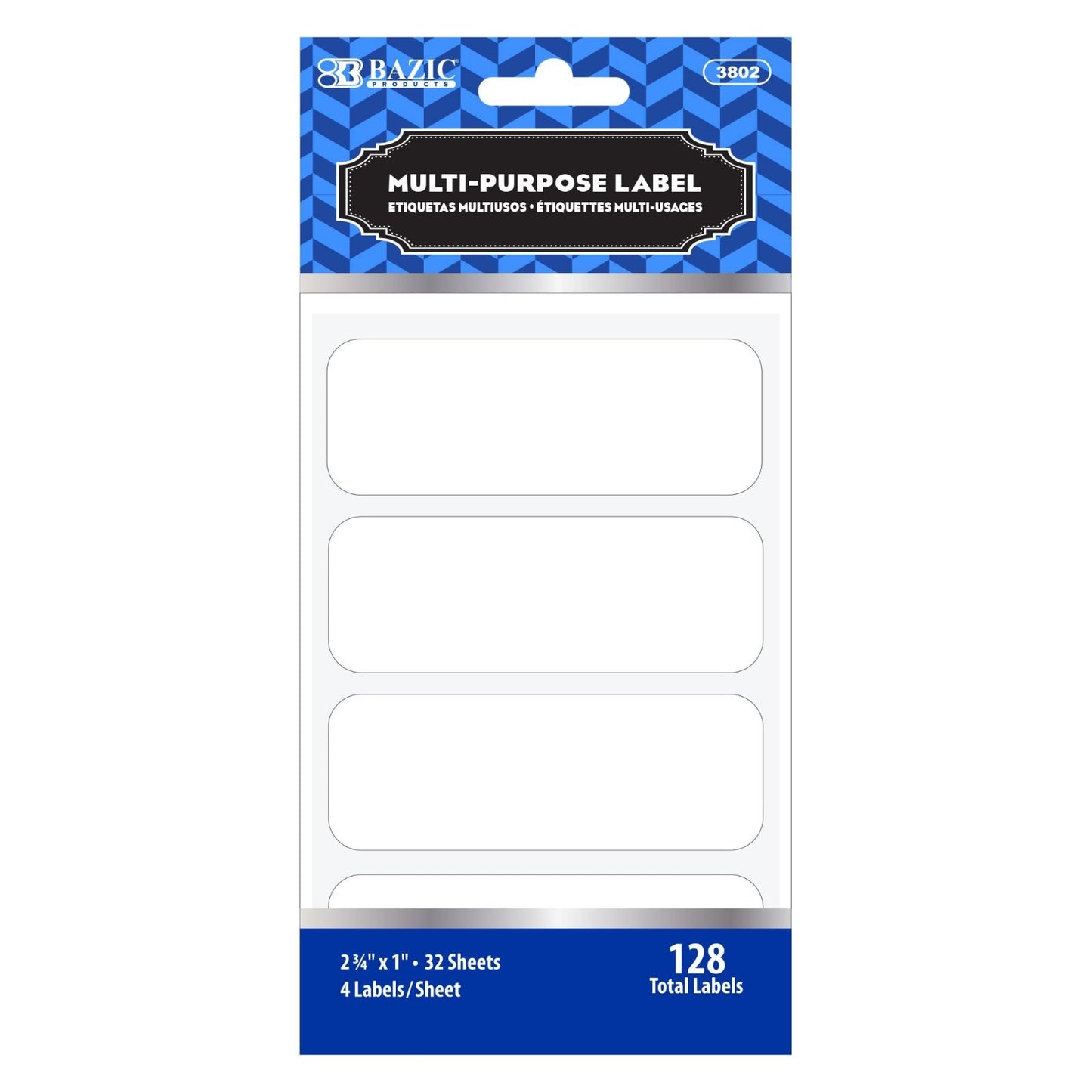 Multipurpose White Labels 2.75x1 in, 128 Count, Matte Paper, Peel-and-Stick for1