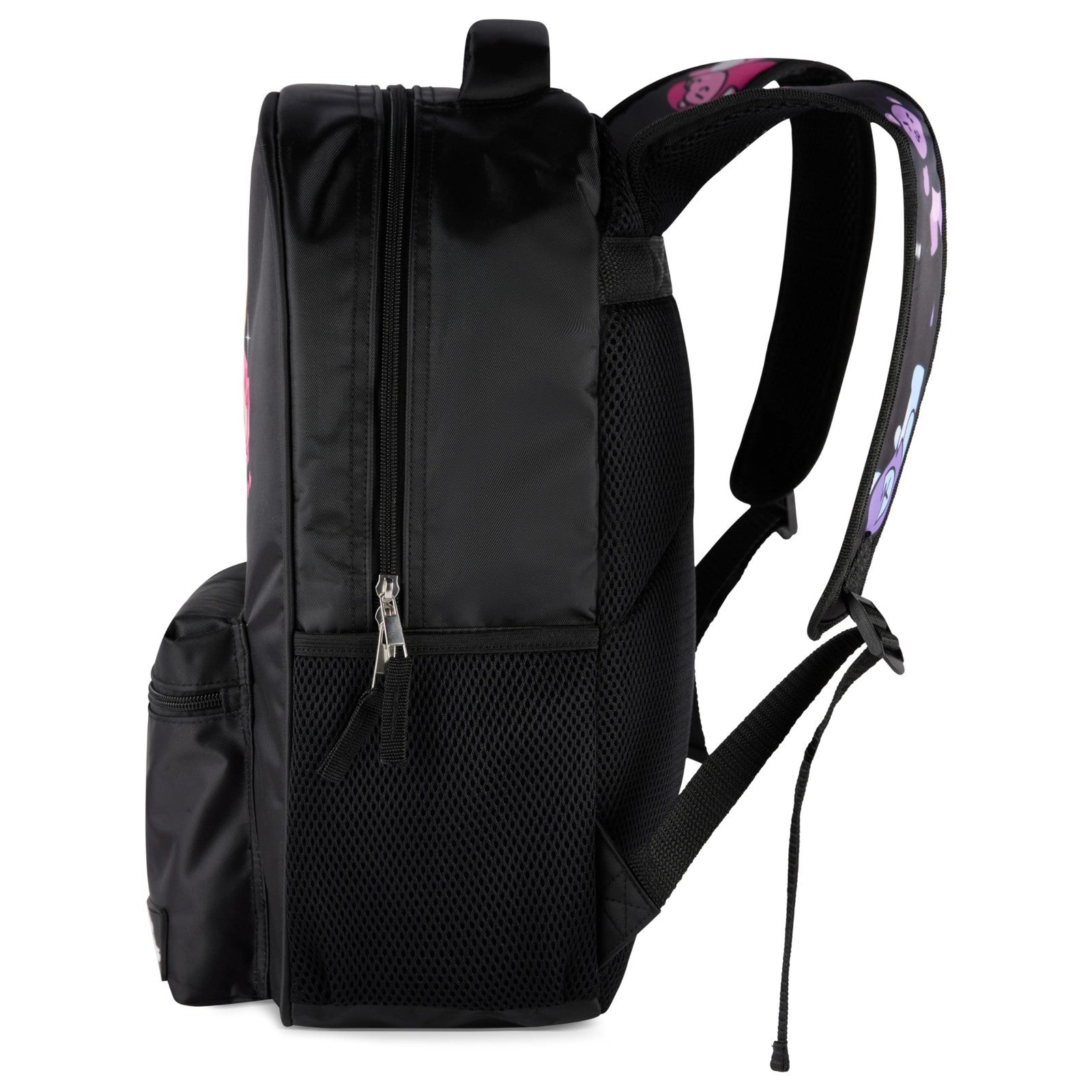 K Pop Demon Hunters Chibi Saja Boys 16” Backpack for Girls, Rubber Molded Charm,2