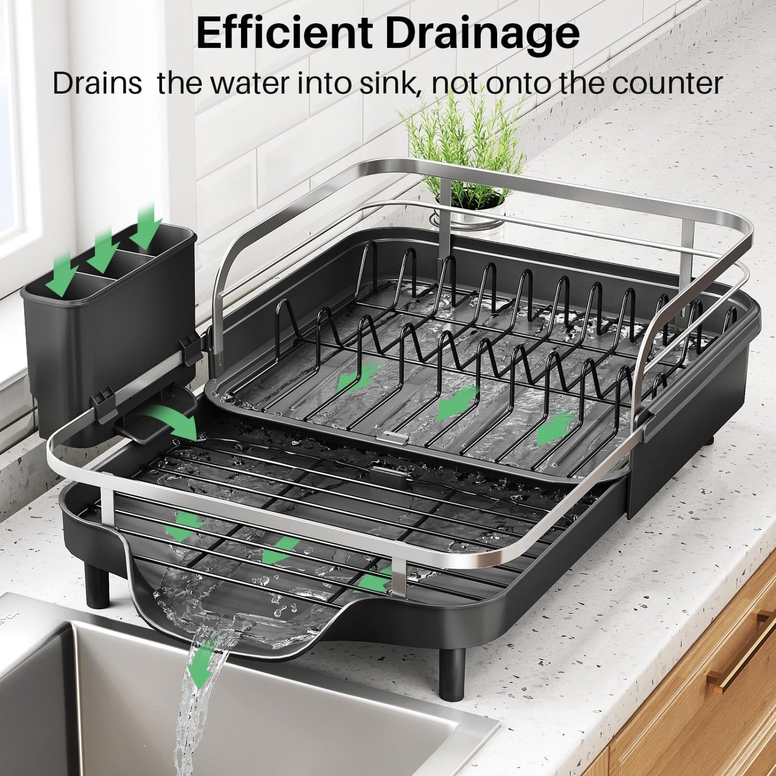 Expandable Dish Drying Rack for Kitchen Counter, Rust Resistant Stainless Steel,3