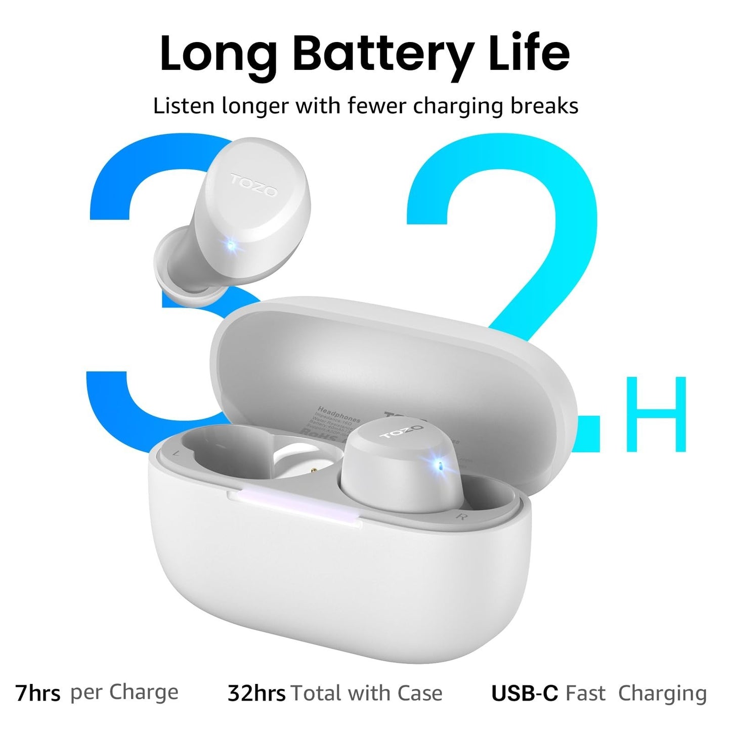 Wireless Earbuds Bluetooth 5.3, IPX5 Waterproof, AI Call Mics, Premium Sound, Ch6