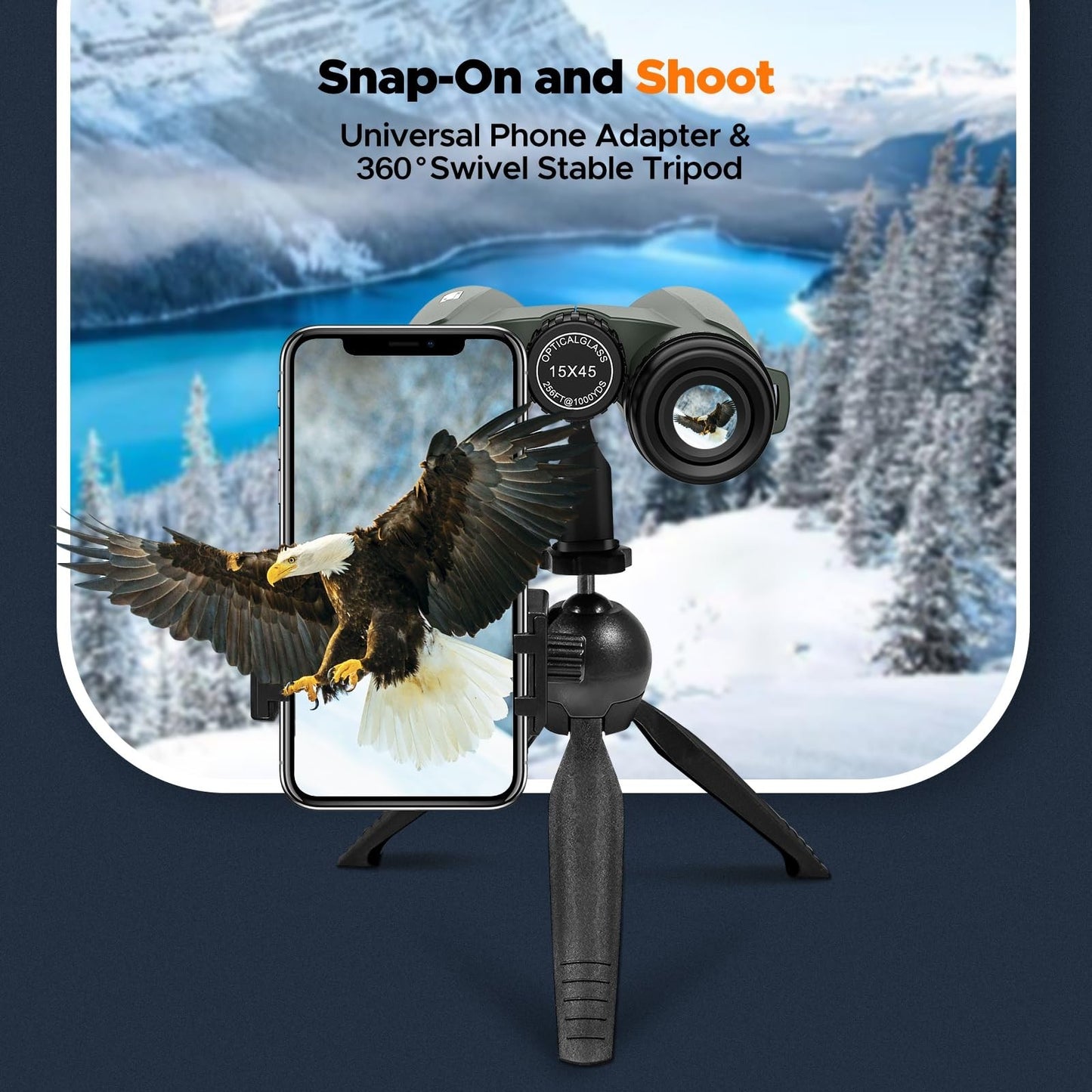 High-Powered 15x45 Binoculars with Tripod & Phone Adapter - Clear Low Light Visi2