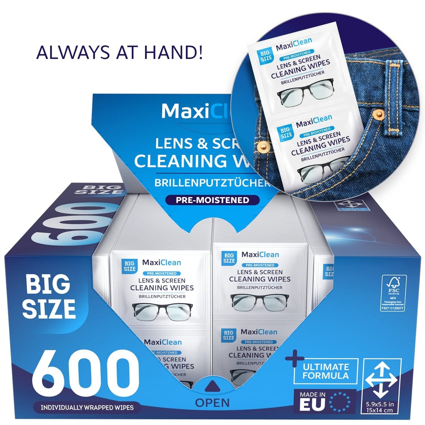 Pre-Moistened Lens Wipes - 600 Individually Wrapped Glasses & Screen Cleaners5