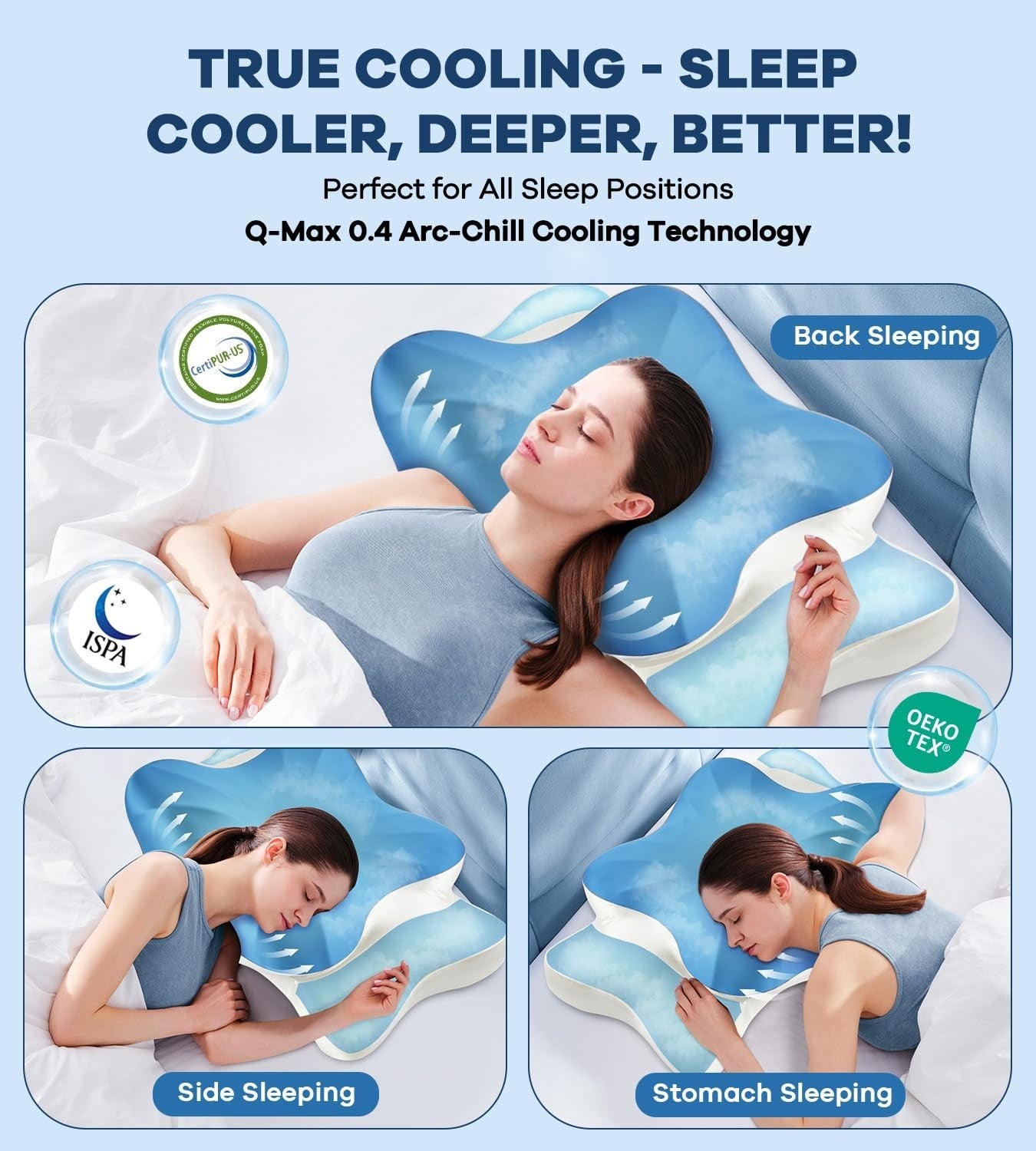 Cervical Memory Foam Pillow for Neck & Shoulder Pain Relief, Ergonomic Cooling D6