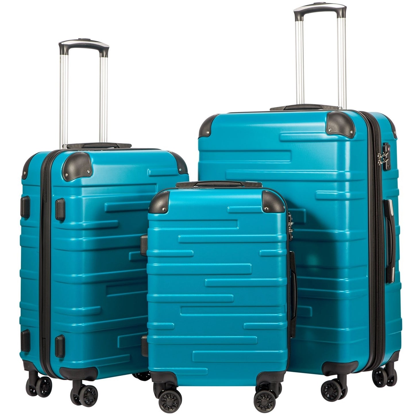 3-Piece Hardside Luggage Set - ABS, Scratch-Resistant, TSA Lock, 360° Spinner Wh0