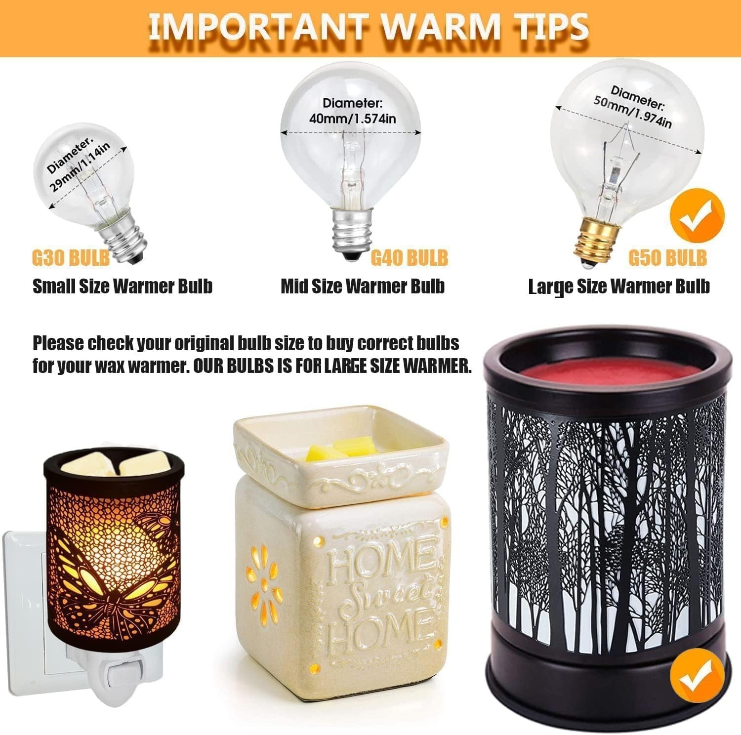 25W Wax Warmer Bulbs   Dimmable E12 Base G16 1/2 Light Bulbs, Warm White, 6 Pack5