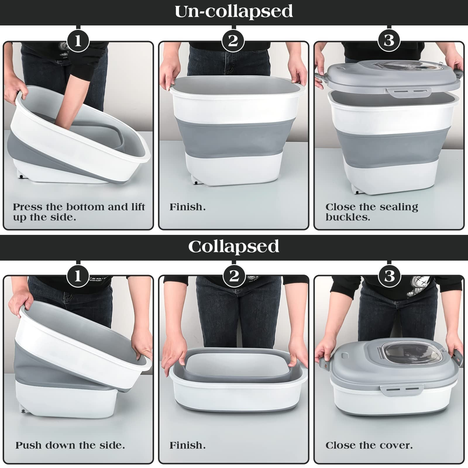 Airtight Dog Food Storage Container, Collapsible 13 30lb with Wheels & Scoop3