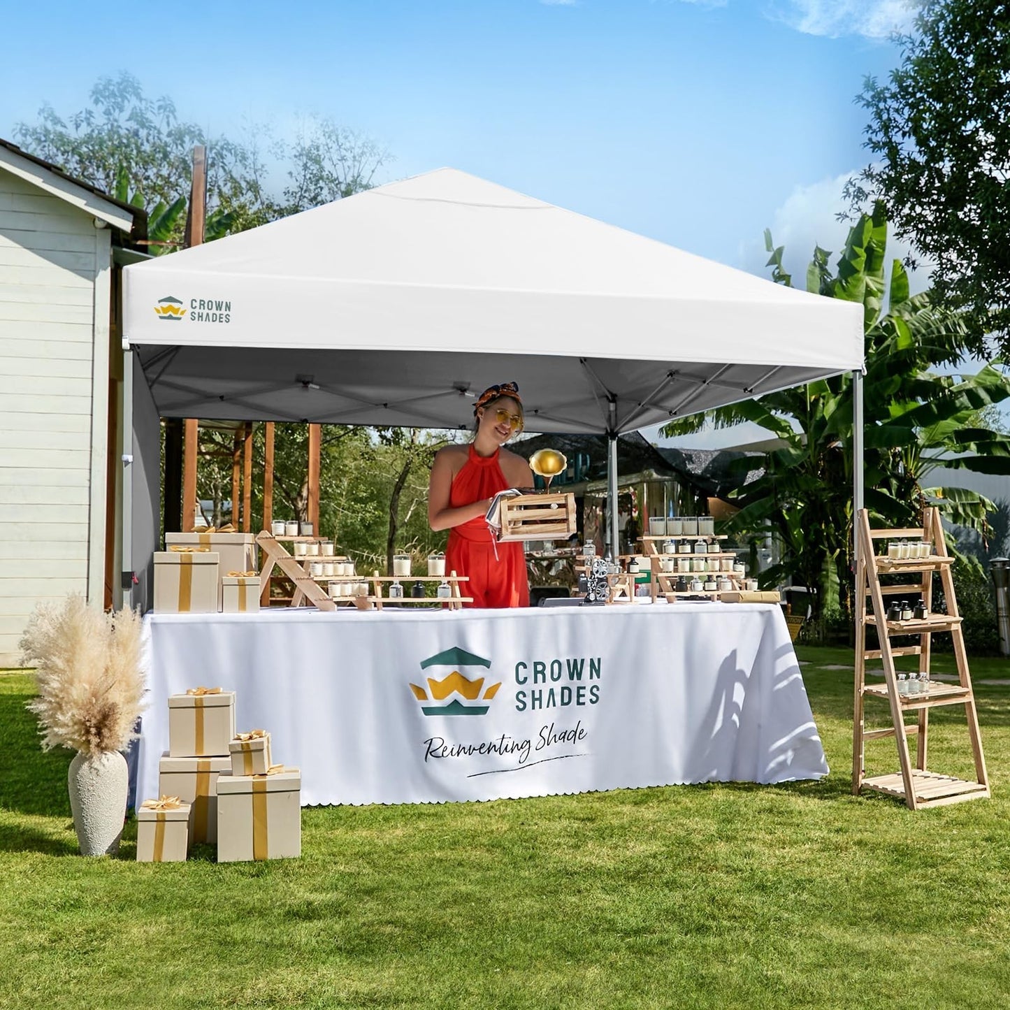 8x8 Pop Up Canopy Tent with Side Wall   Easy Setup Outdoor Shelter, Beach Gazebo1