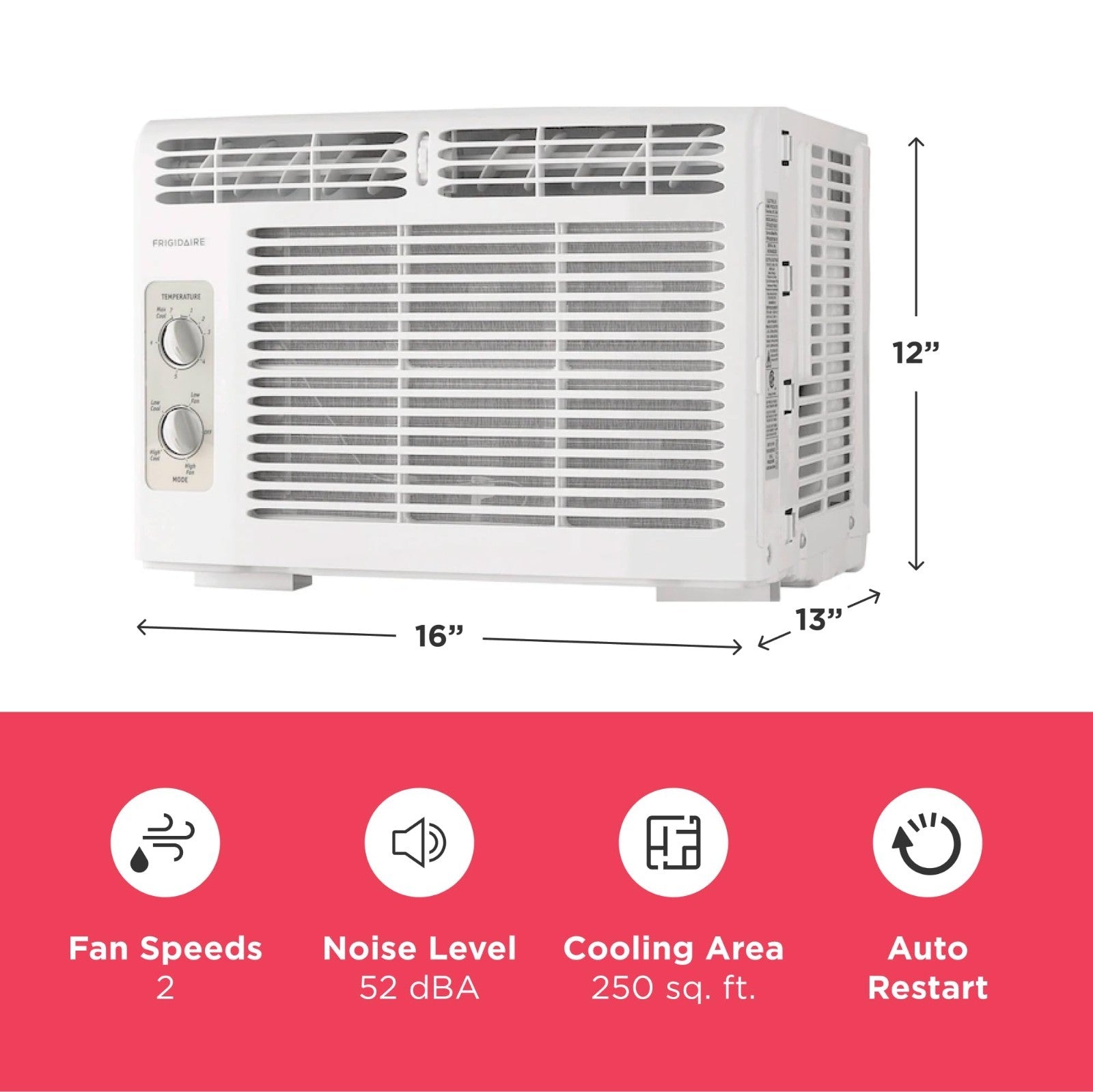 5,000 BTU Window Air Conditioner - Cools 150 Sq. Ft., Quiet, 2 Fan Speeds, Auto2