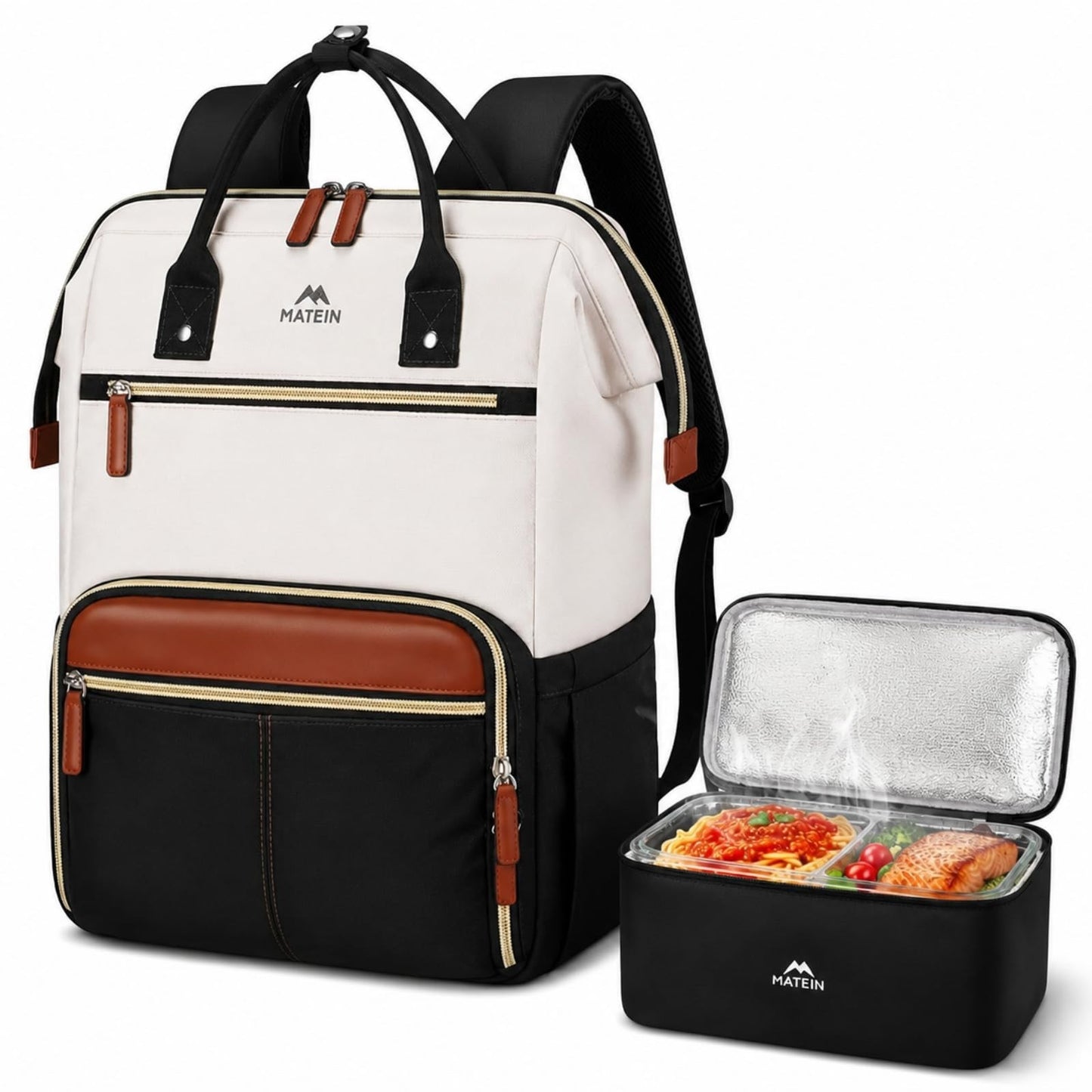 15.6" Laptop Backpack with Insulated Lunch Box, Work & College Backpack Set1