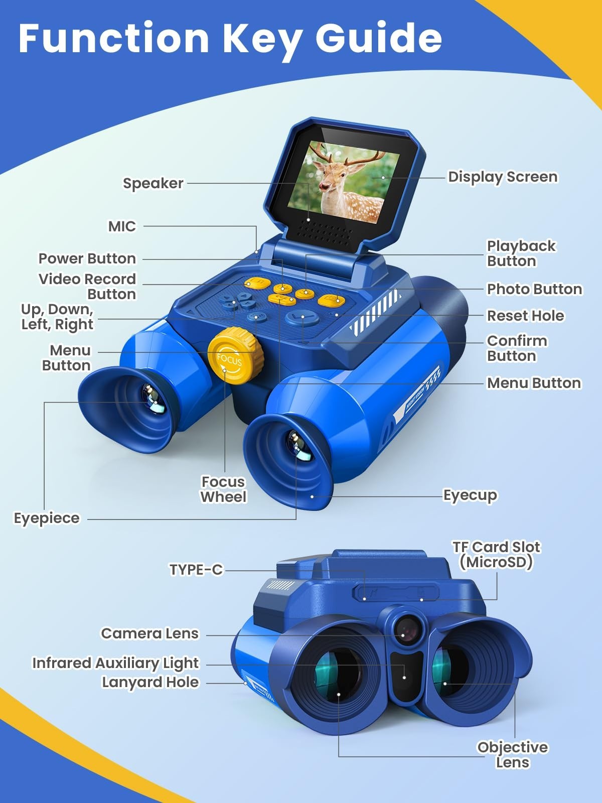 Kids Binoculars with Night Vision & 10X Zoom   Adventure Telescope Toys for Ages2
