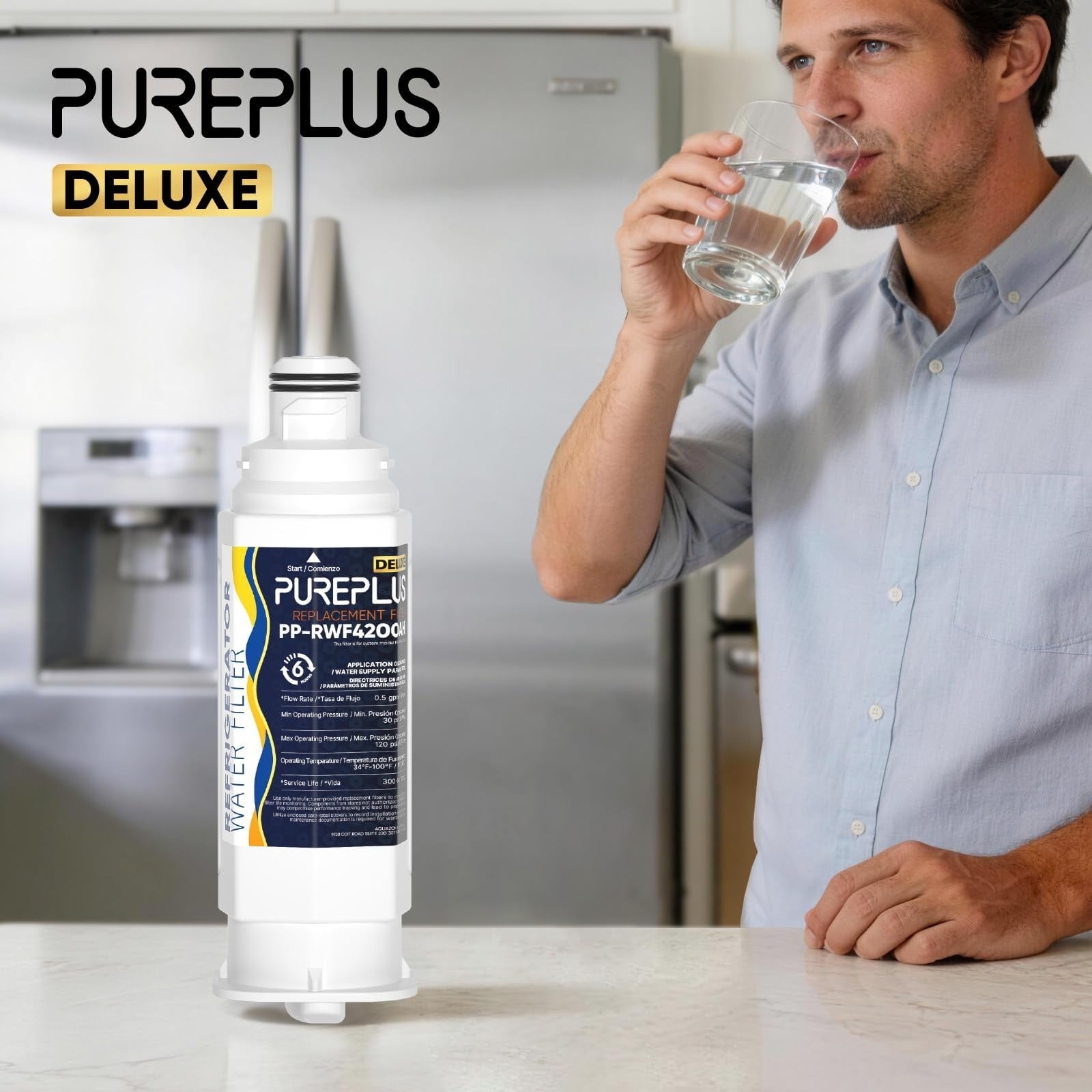 Refrigerator Water Filter Replacement - Reduces PFOA/PFOS & Chlorine, 3 Pack2