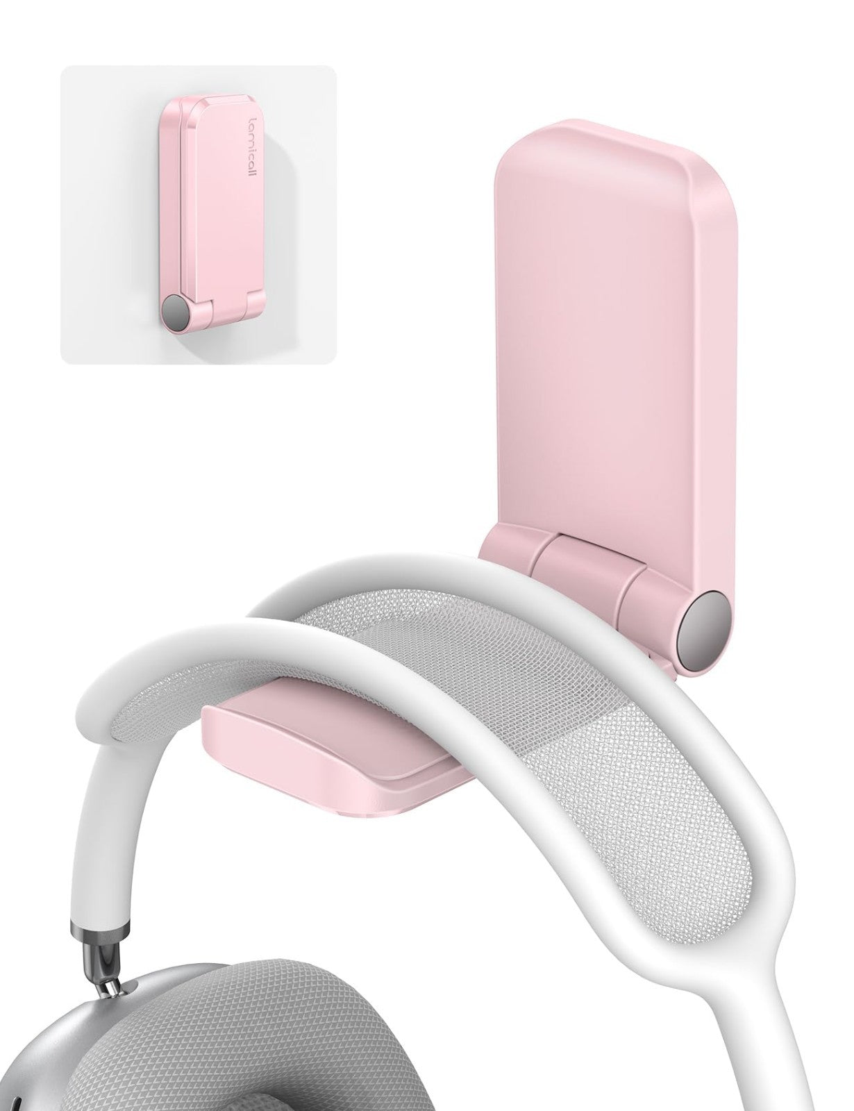 Adhesive Headphone Stand Hook Mount   Under Desk Headset Holder Clip, Pink1