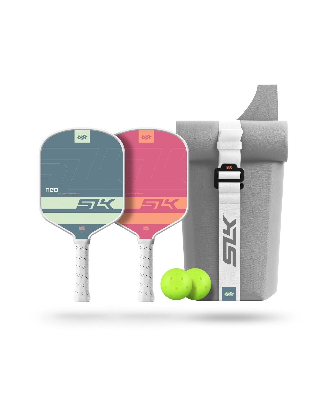Set of 2 Pickleball Paddles with Balls & Sling Bag | Graphite/Fiberglass Rackets1