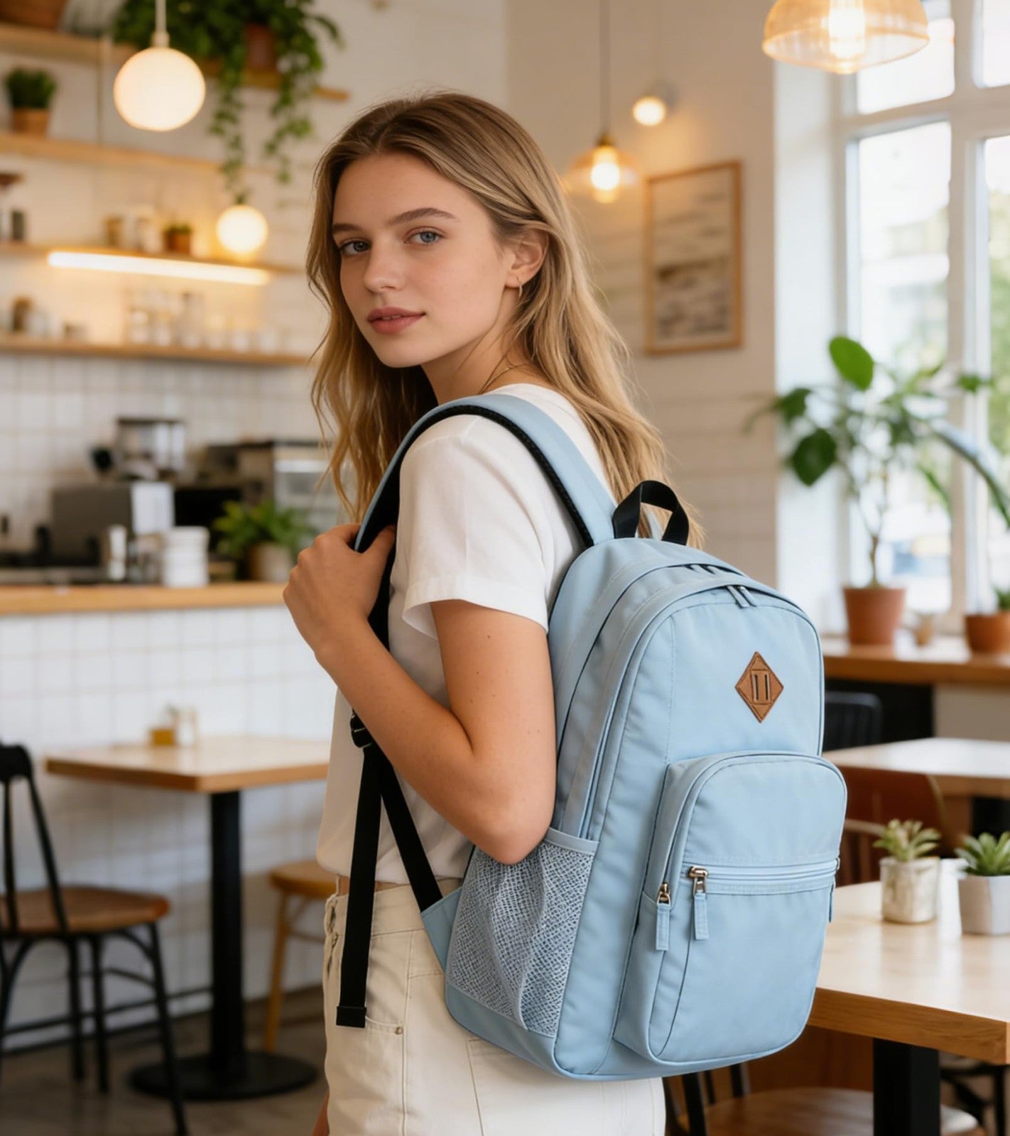 Water Resistant Women's Travel Backpack, College Bookbag for Men & Women, Light2