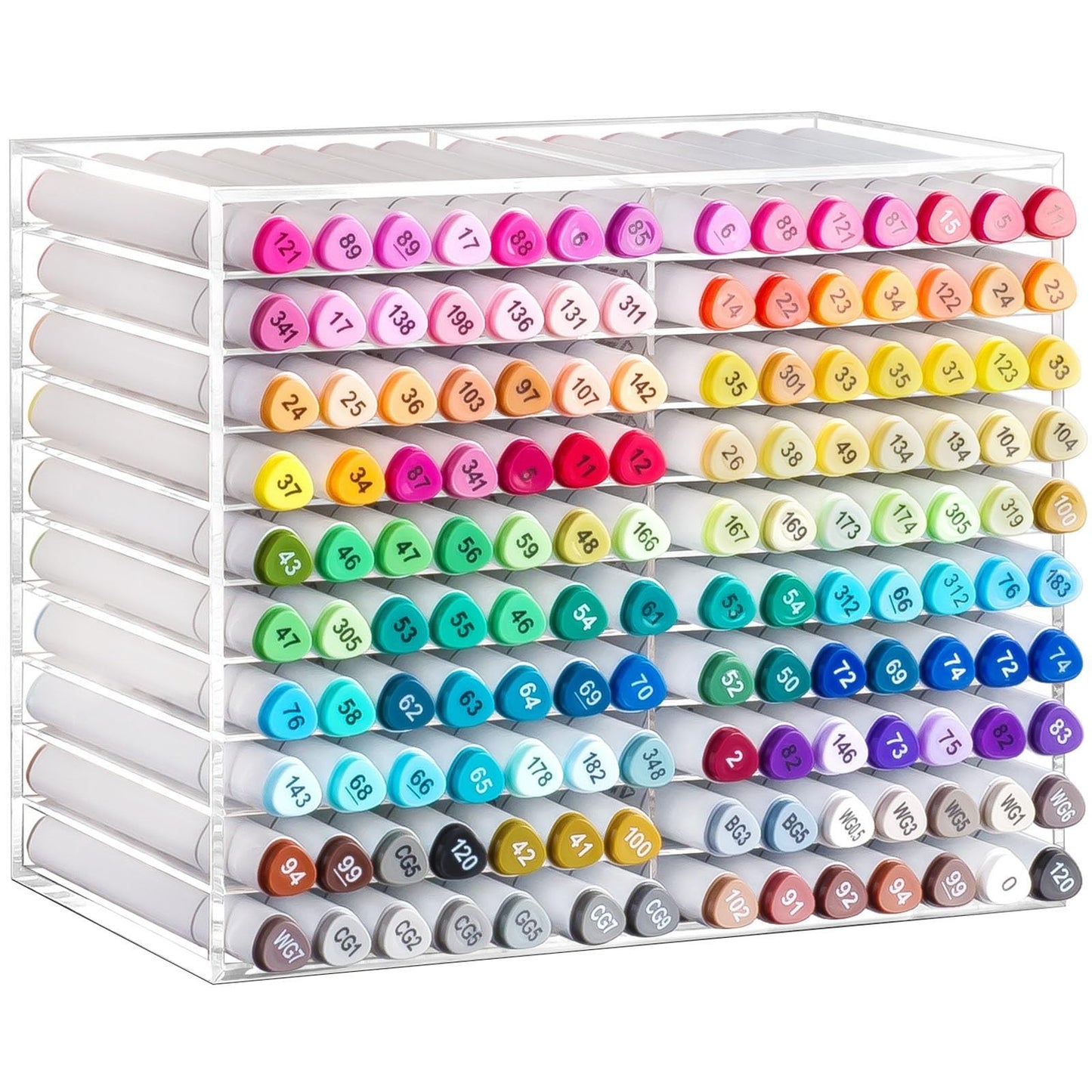 Horizontal Marker Organizer for 140 Markers - Acrylic Desktop Storage Rack for A1