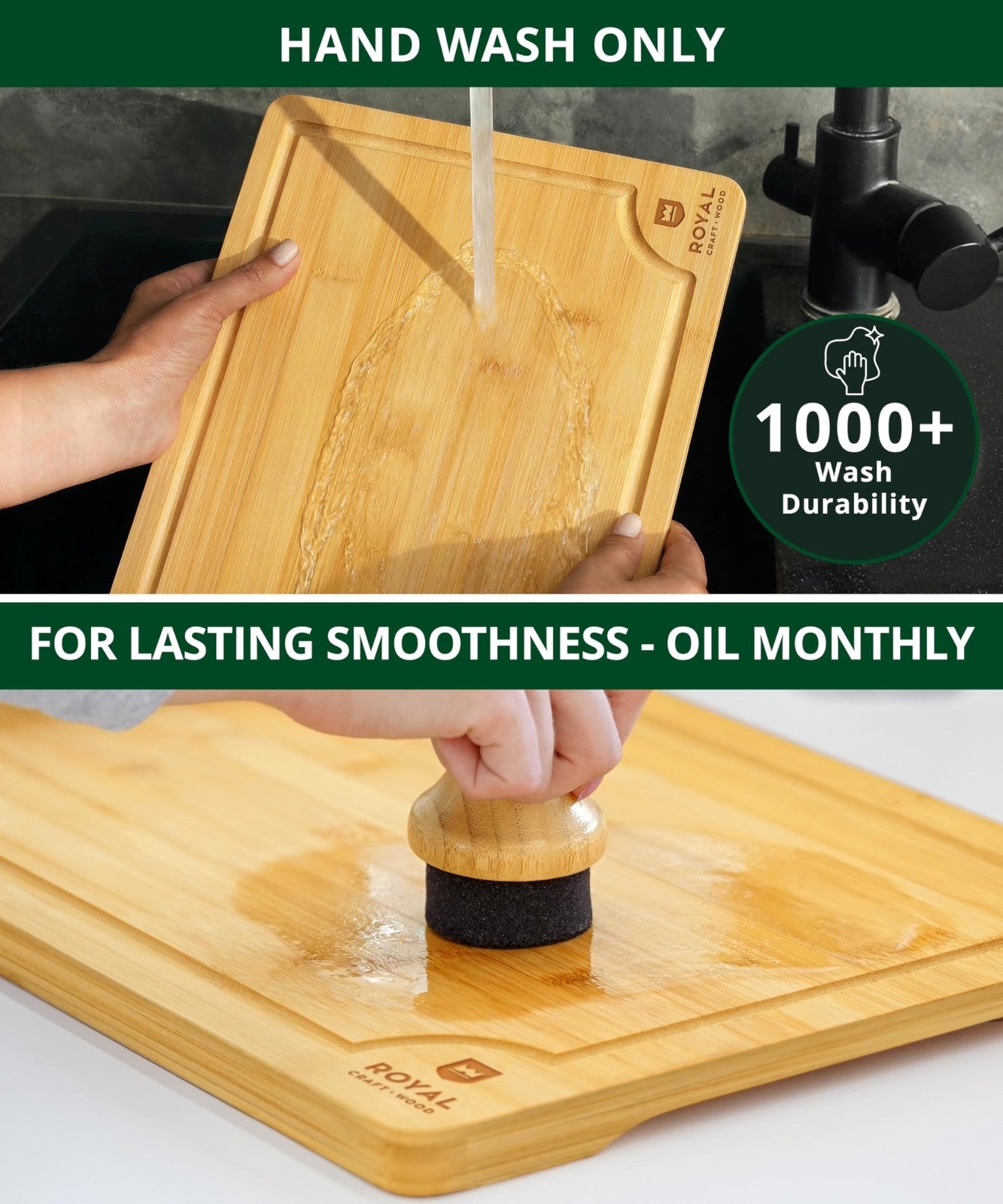 Wooden Cutting Boards Set   Bamboo Kitchen Prep & Serving Board with Juice Groov5