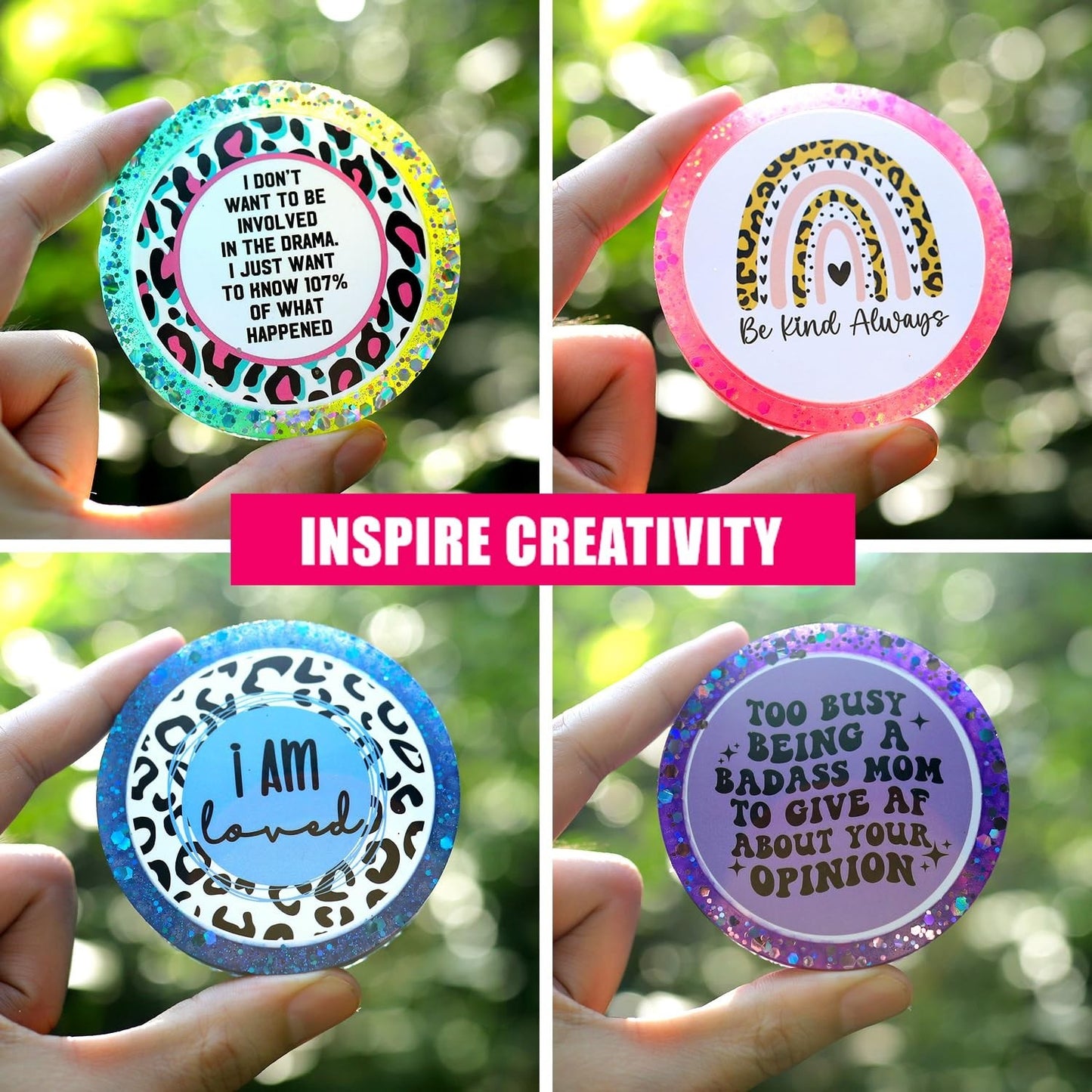 100pcs 3-Inch Funny Quotes Car Freshies Cardstock Cutouts for Silicone Molds & A4