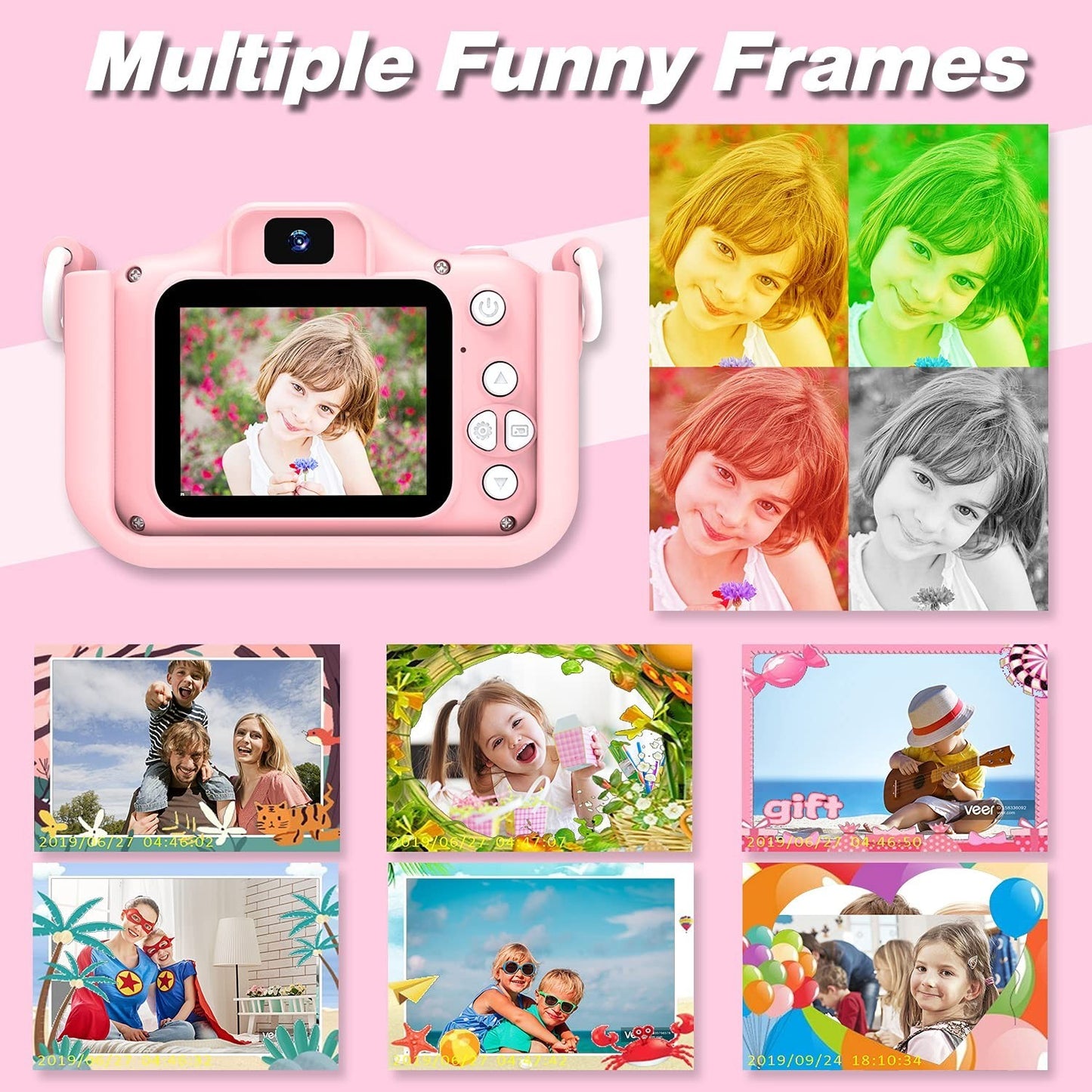 Kids Digital Camera for 3 8 Year Olds, Cartoon Soft Cover, Video Camcorder Toy,3