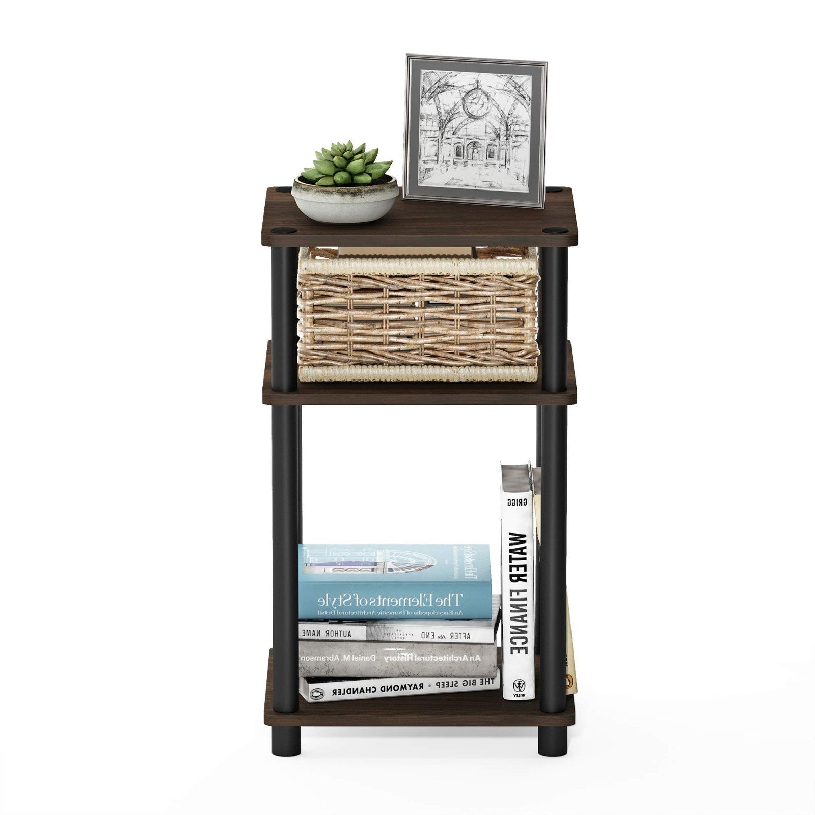 3-Tier Side Table with Open Shelves, Nightstand, Toolless Assembly for Living Ro6