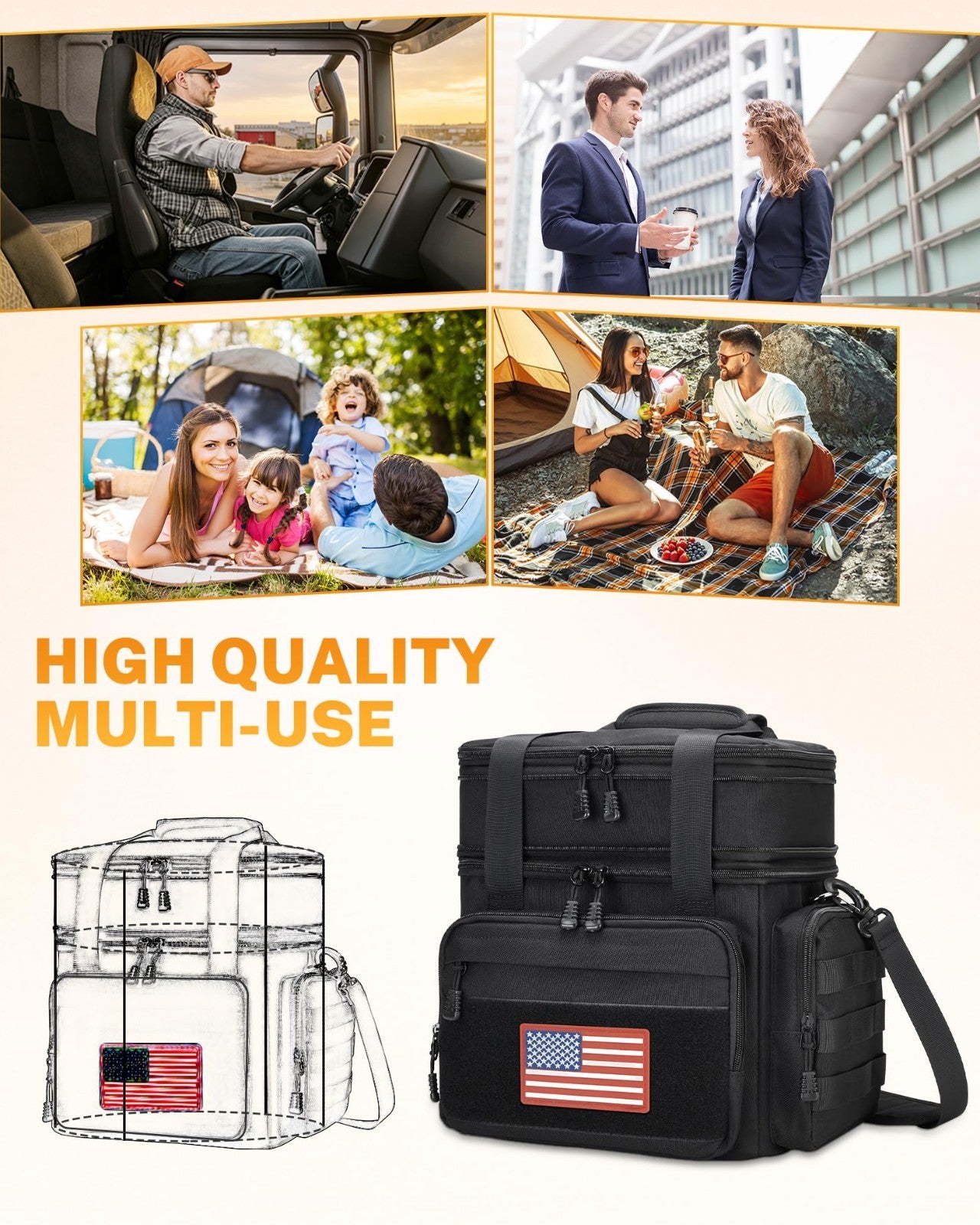 Insulated Tactical Lunch Bag for Men   Leakproof Waterproof Cooler Pail for Work5