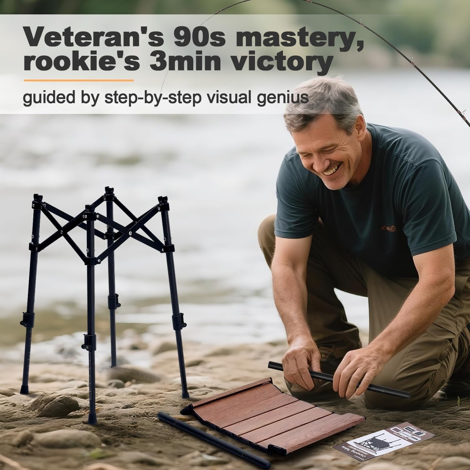 Compact Folding Camping Table with Adjustable Height, Portable Outdoor Picnic Ta3