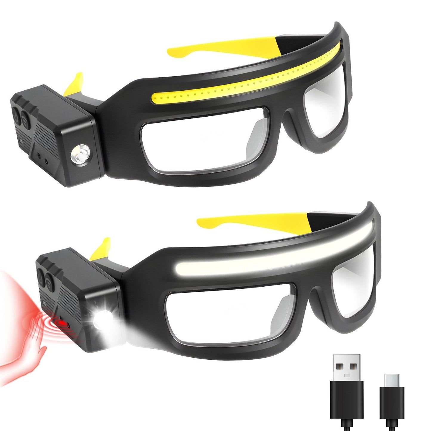 Adjustable Motion Sensor Headlamp Glasses   Rechargeable Safety Light for Campin1