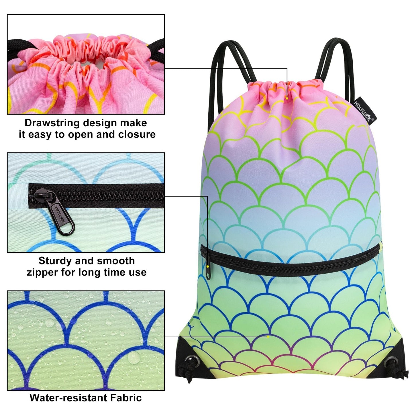 Drawstring Backpack Gym Bag, Lightweight Sport Sackpack for Travel & School3