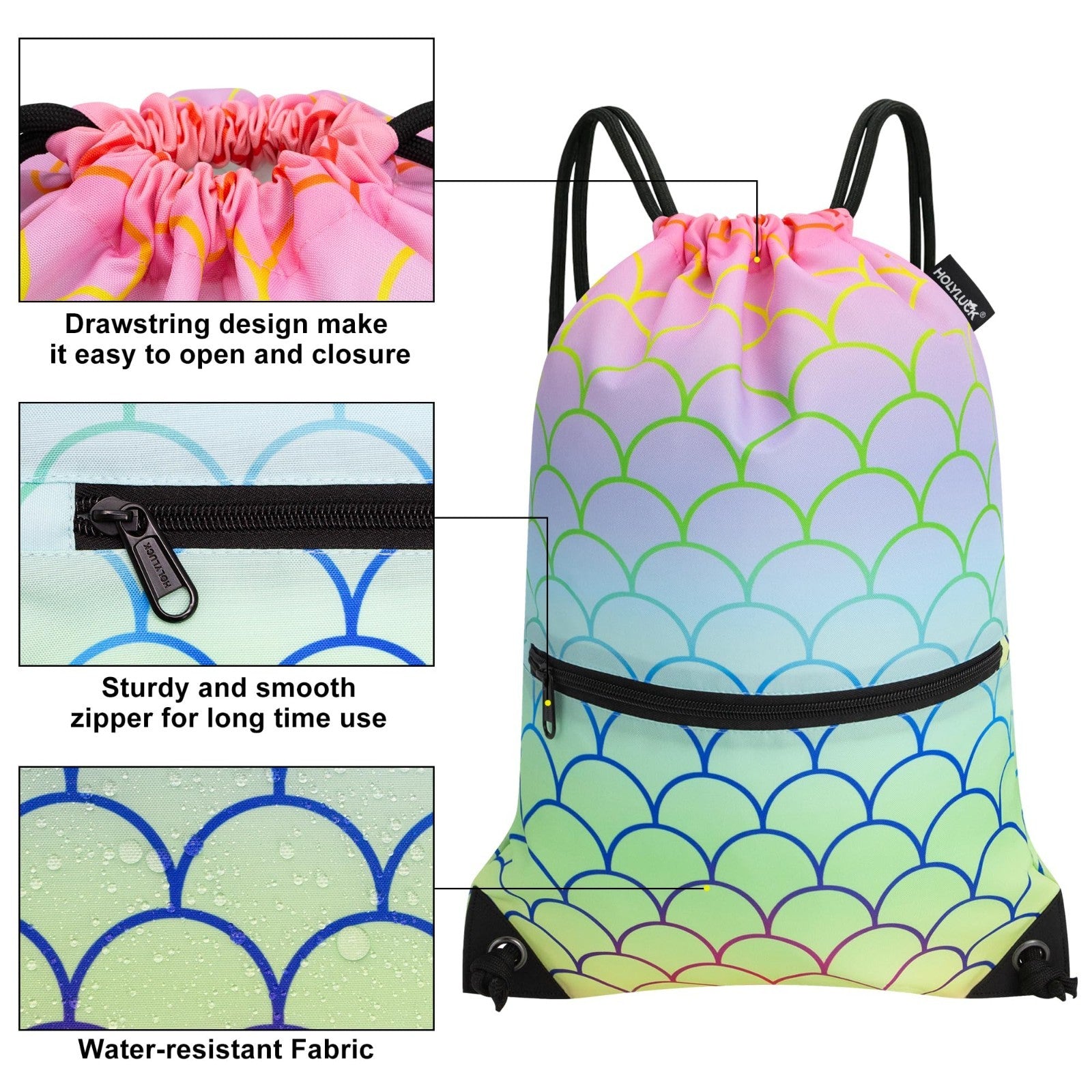 Drawstring Backpack Gym Bag, Lightweight Sport Sackpack for Travel & School3