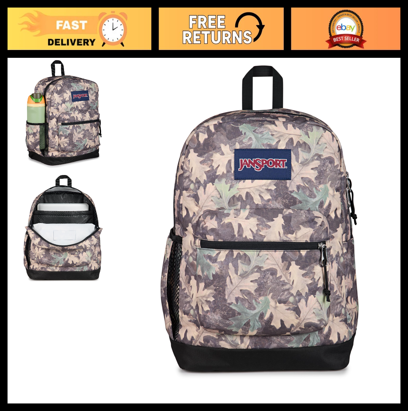 26L Color Blocked Black Backpack, Stylish Daypack for School & Travel0