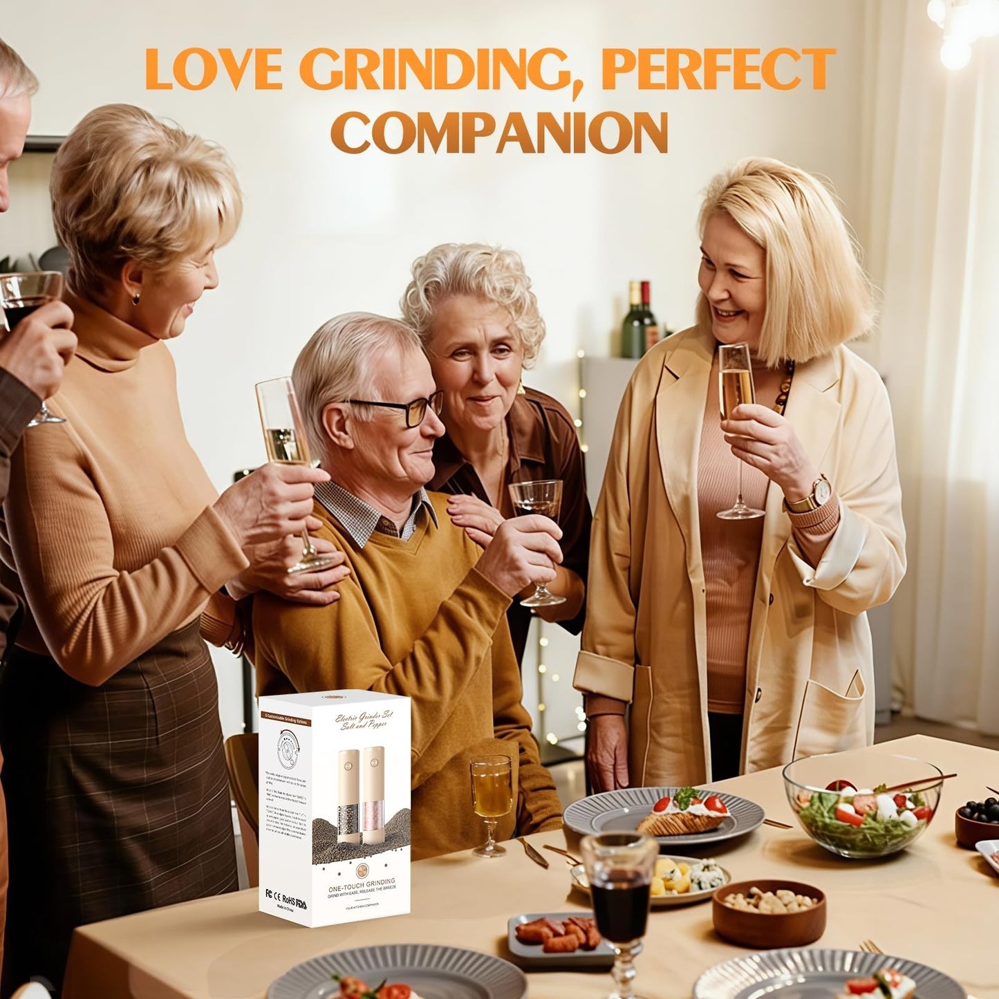 Automatic Electric Salt and Pepper Grinder Set   Adjustable Coarseness, LED, Lar5