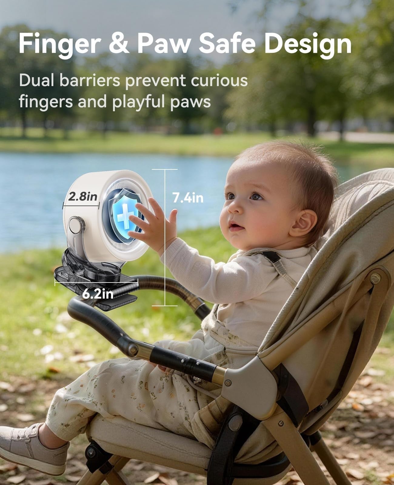 4000mAh Portable Clip On Fan   100 Speed Touch Control, LED Display, 360° Rotati7