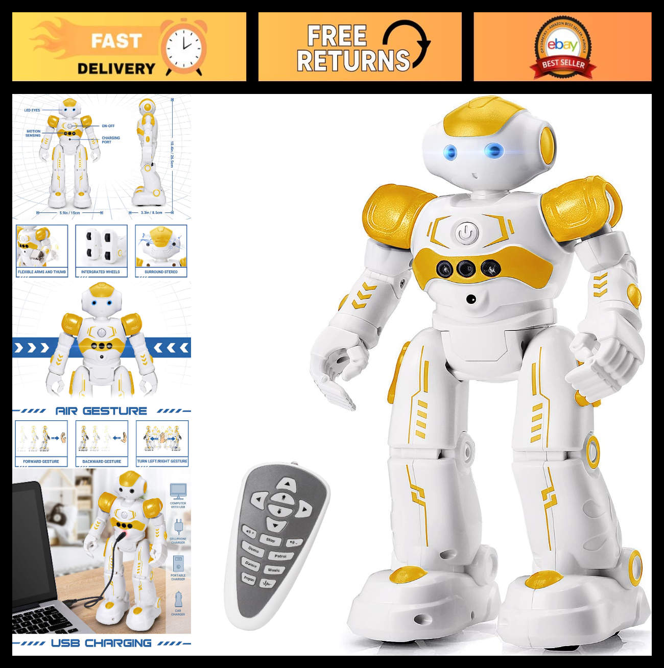 Programmable RC Robot Toy for Kids   Gesture Control, Smart Remote, Birthday Gif0