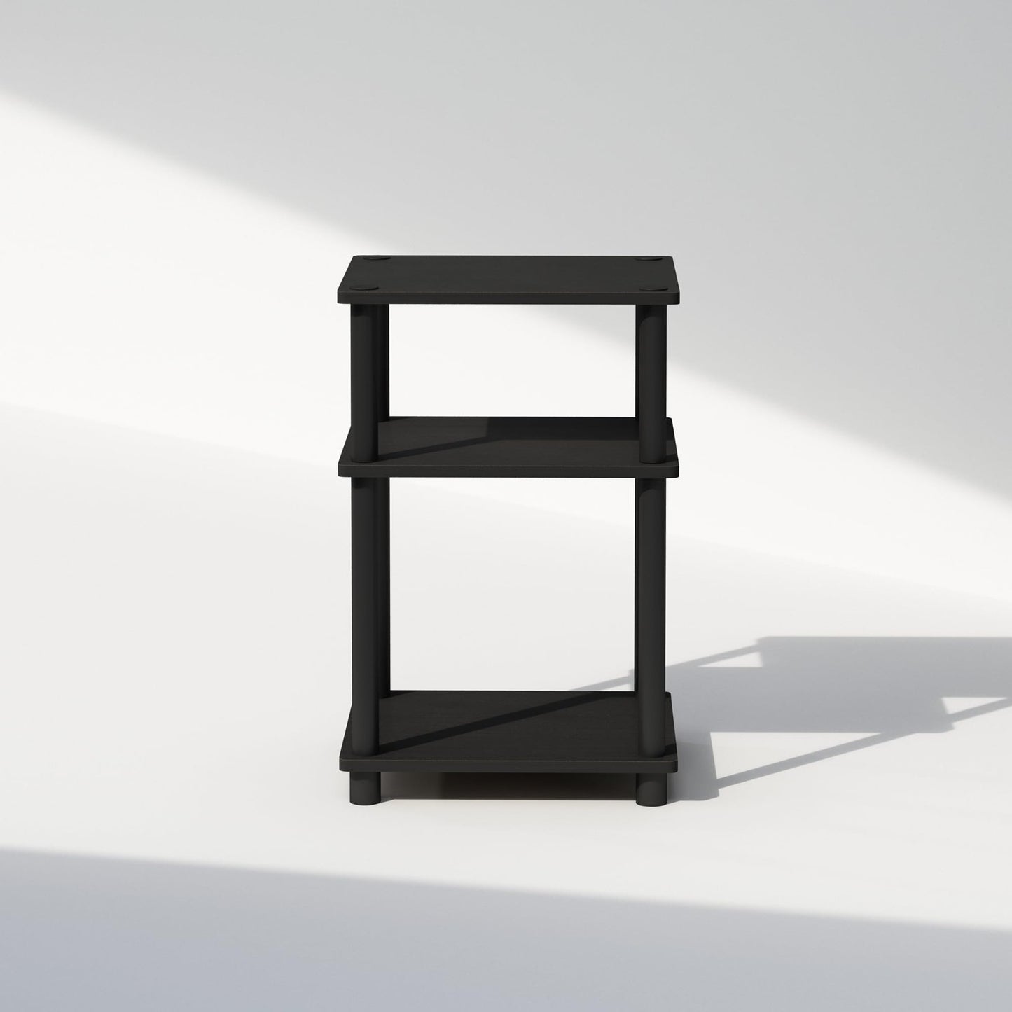 3-Tier Open Storage Nightstand, Easy Assembly, Plastic Poles, Americano/Black Fi6