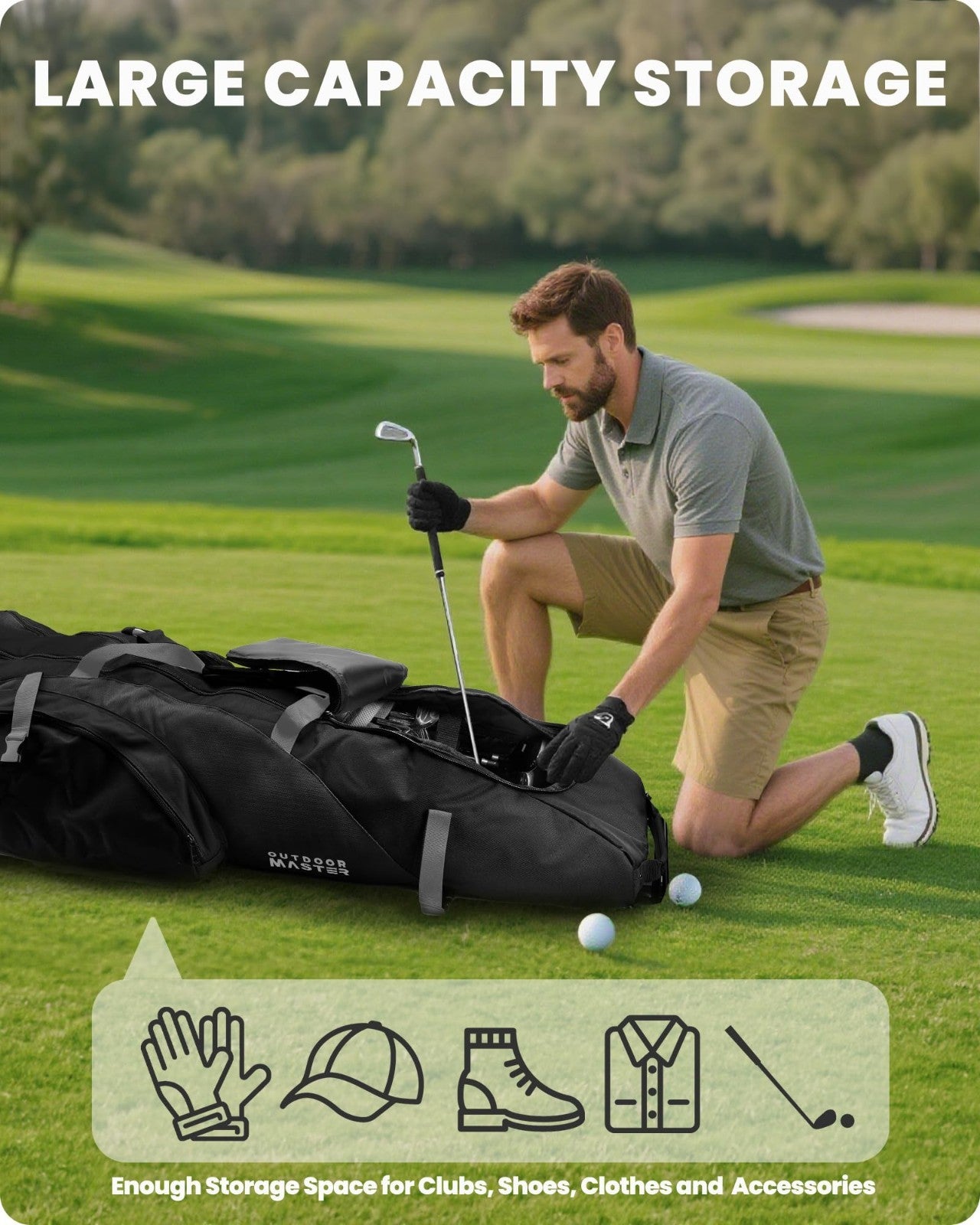 Padded Golf Travel Bag with Reinforced Wheels | Waterproof 900D Oxford Fabric, S3