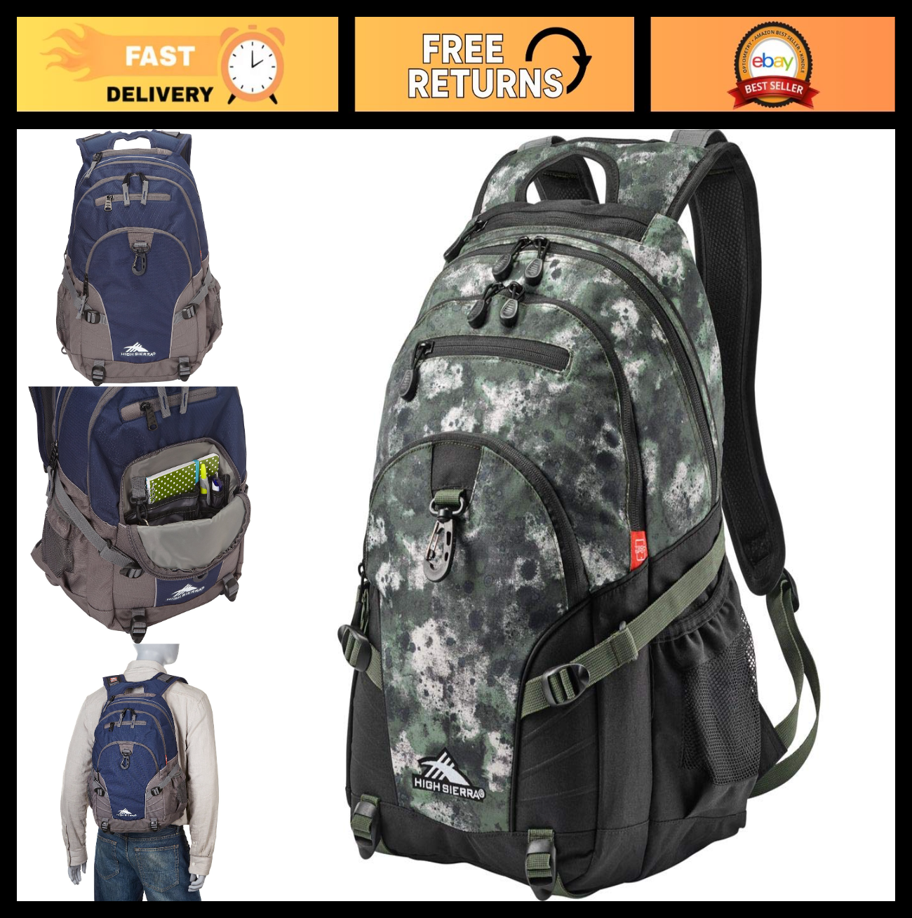 Versatile Urban Camo Backpack for Travel or Work, Tablet Sleeve, One Size0