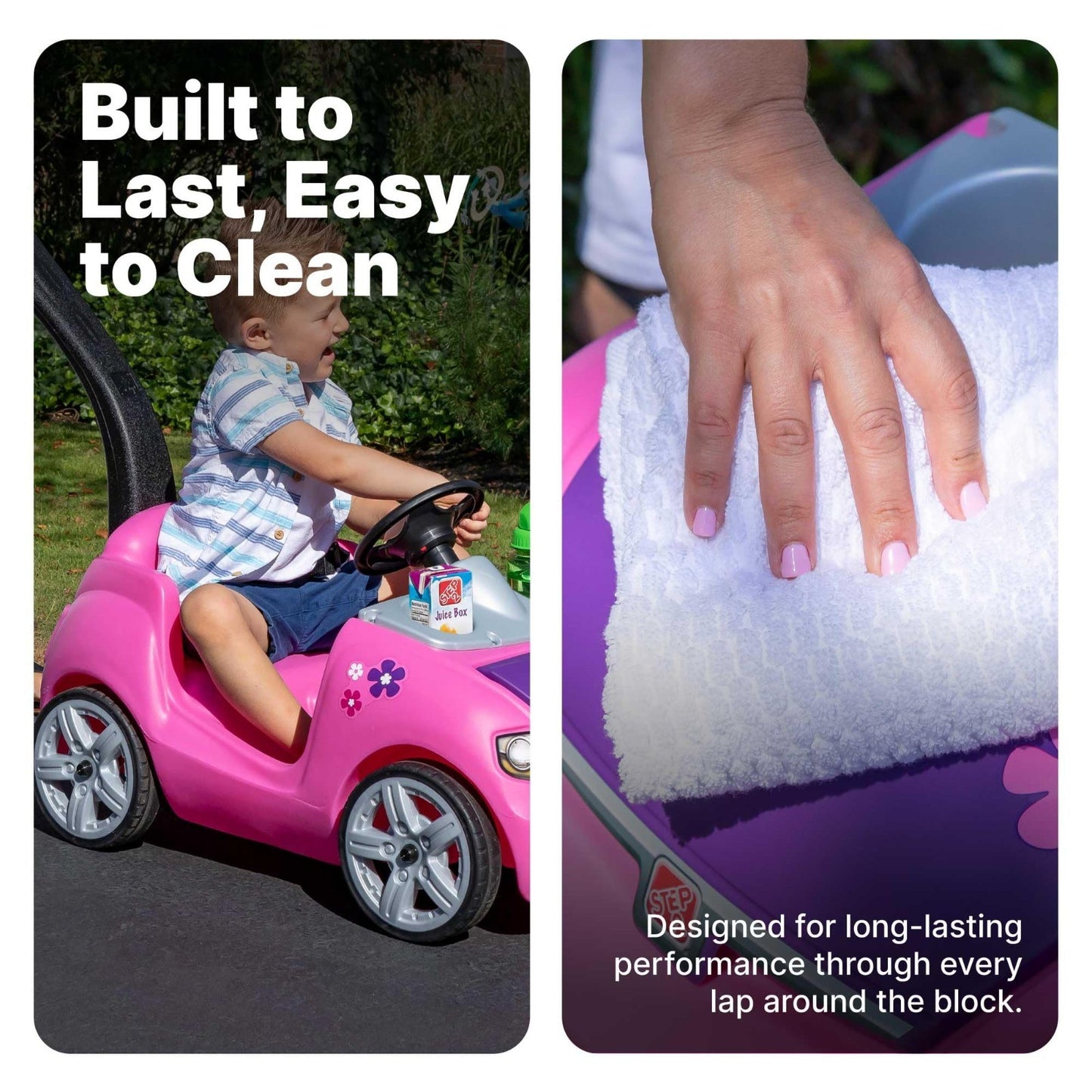 Kids Push Car Ride-On with Seat Belt & Horn, Toddler Stroller Substitute, Pink,7