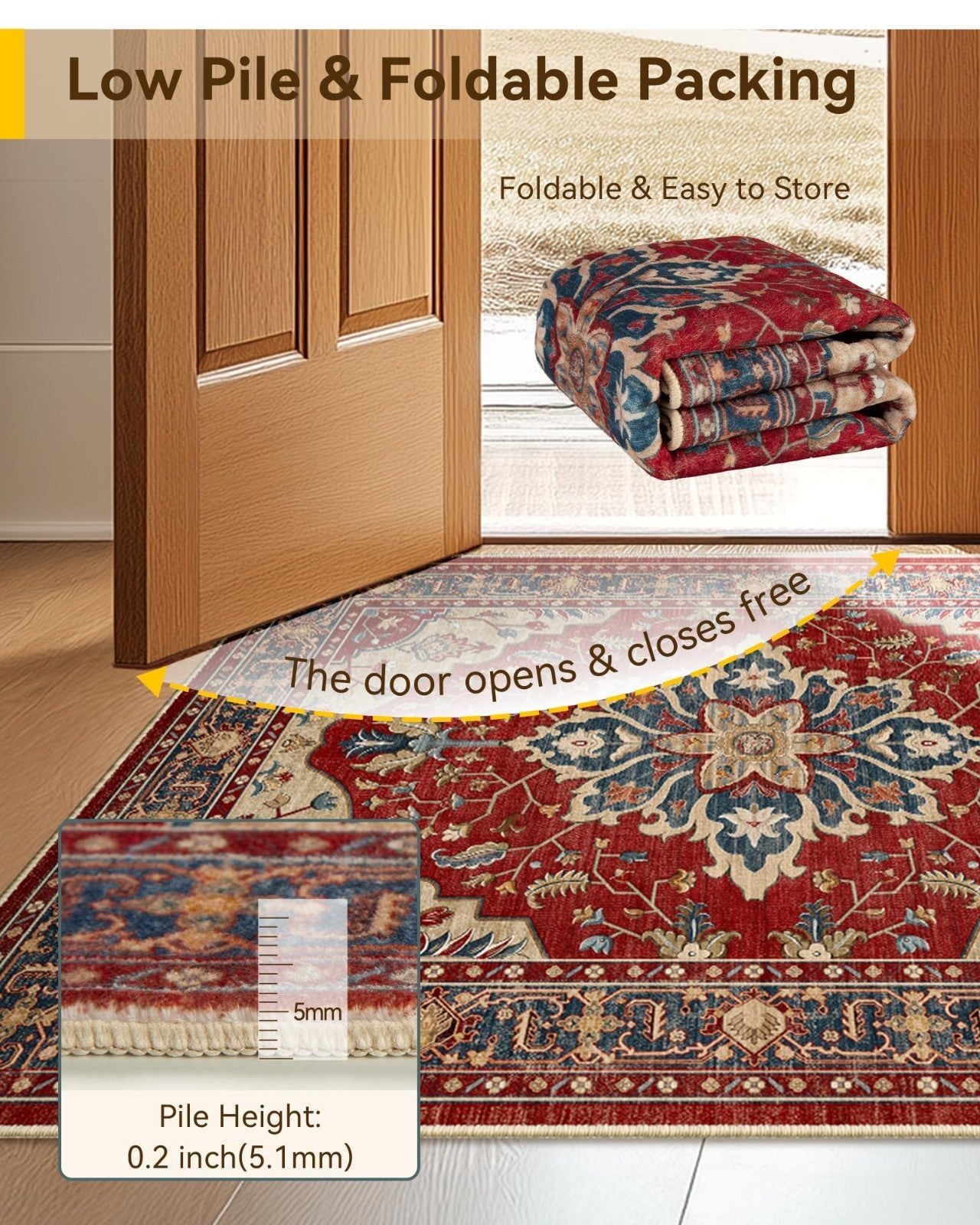 Washable 8'x10' Area Rug   Non Slip, Water Repellent, Pet Friendly Vintage Flora3
