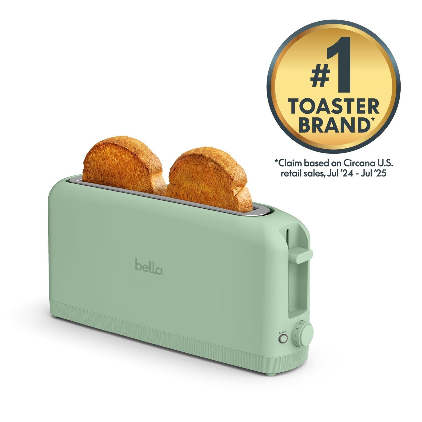Slim 2 Slice Toaster   Long Slot, Extra Wide, Fits Anywhere, Seaglass Color3