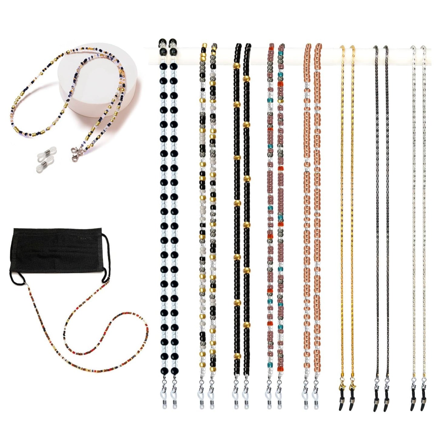 Beaded Eyeglass Chain Holders - 8 Pcs Neck Strap for Women, Stylish & Functional1