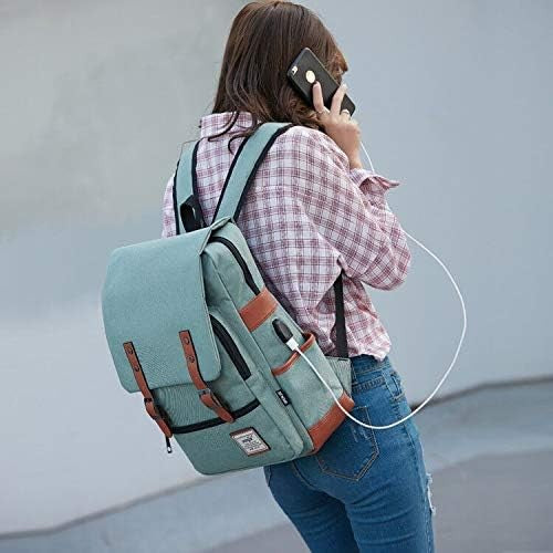 Vintage Laptop Backpack USB Charging Slim 15.6" Travel College Green5