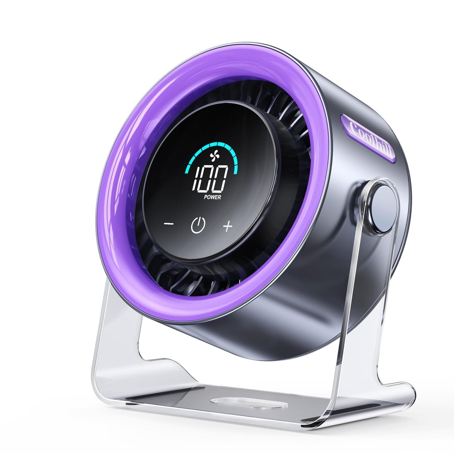 Quiet Portable USB Desk Fan   100 Speeds, Turbo Airflow, 120° Rotation, Recharge1