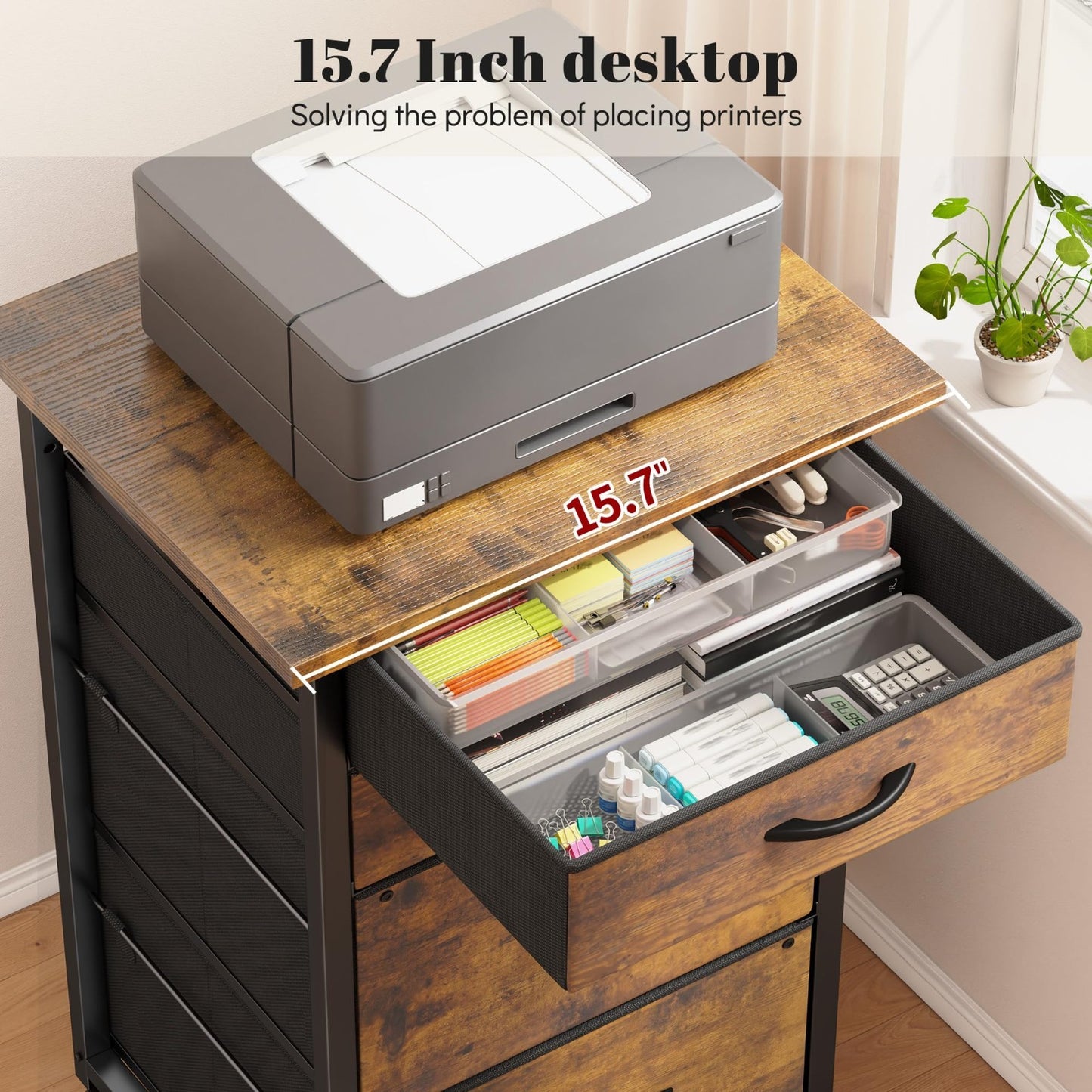 4 Drawer Rolling File Cabinet for A4 & Letter Size | Mobile Printer Stand, Large3