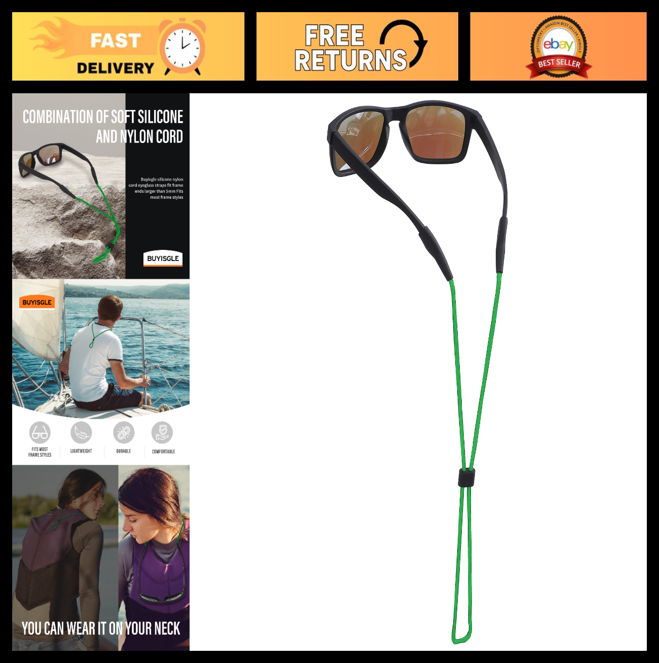 Adjustable Eyeglass Holder Strap - Sunglasses Cords for Men, Women & Kids - Neck0