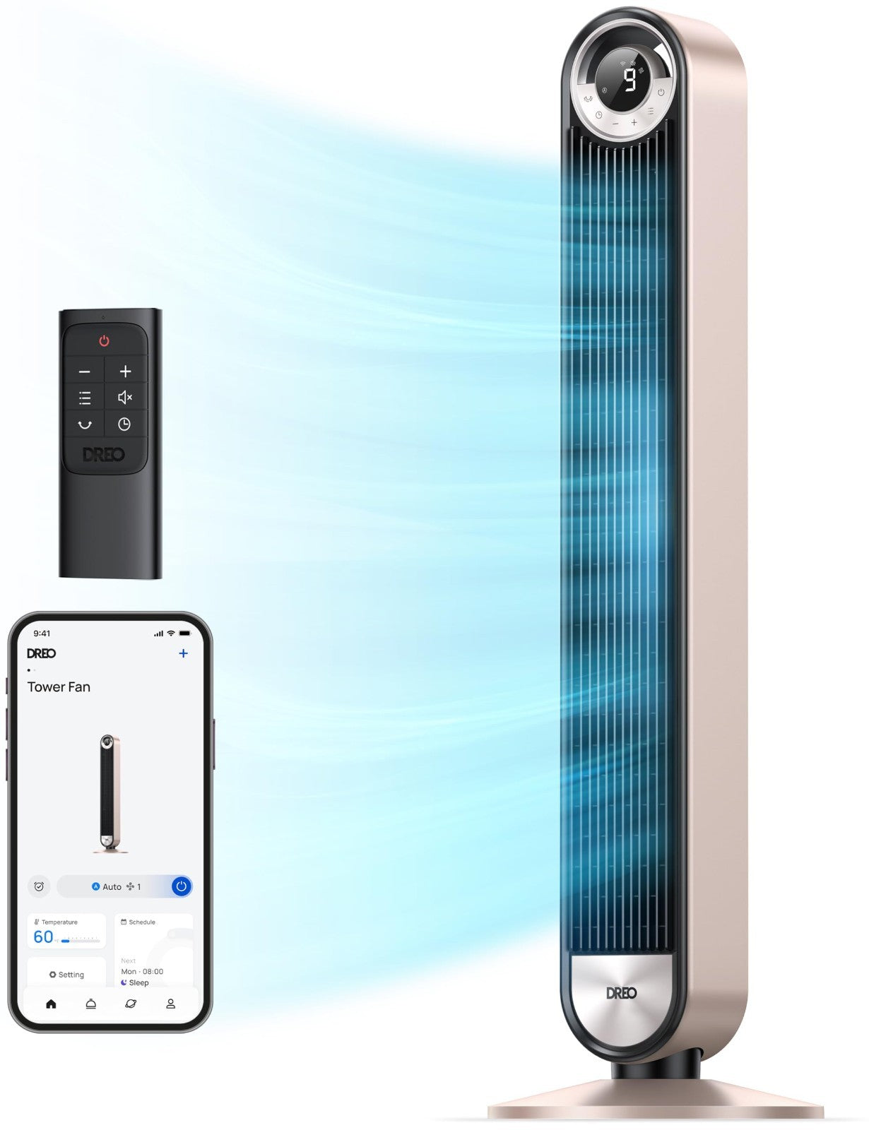 Oscillating Tower Fan for Bedroom   90° Rotation, 20dB Quiet, 9 Speeds, Remote &0