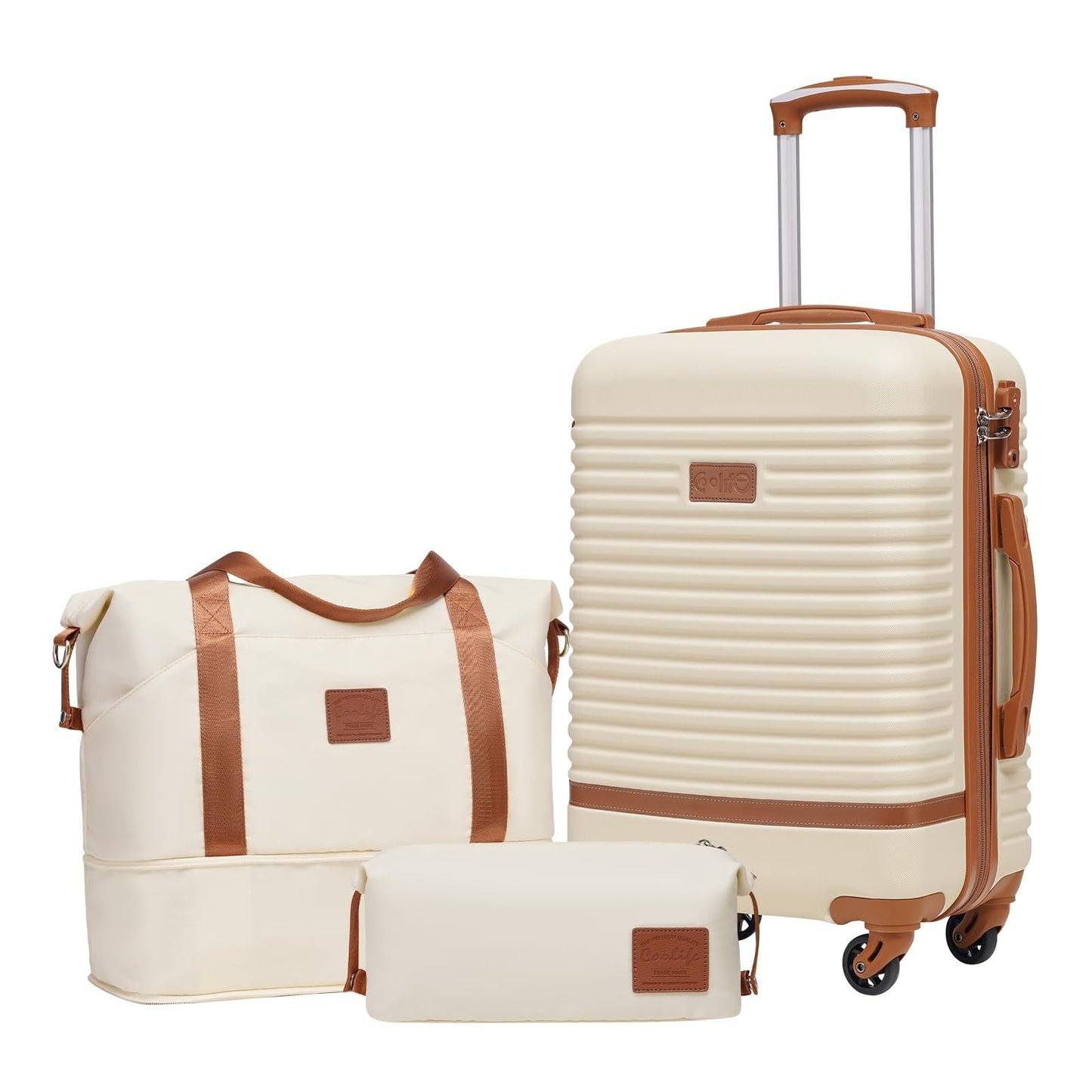 3-Piece White Luggage Set - Carry-On Suitcase with 360° Spinner Wheels, Trolley1